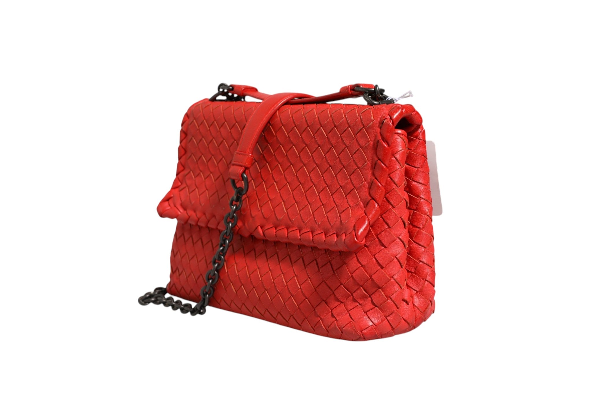 Pre-Owned Bottega Veneta Olimpia Small Intrecciato Leather Shoulder Bag Red Women's B+ (Good — light signs of wear)