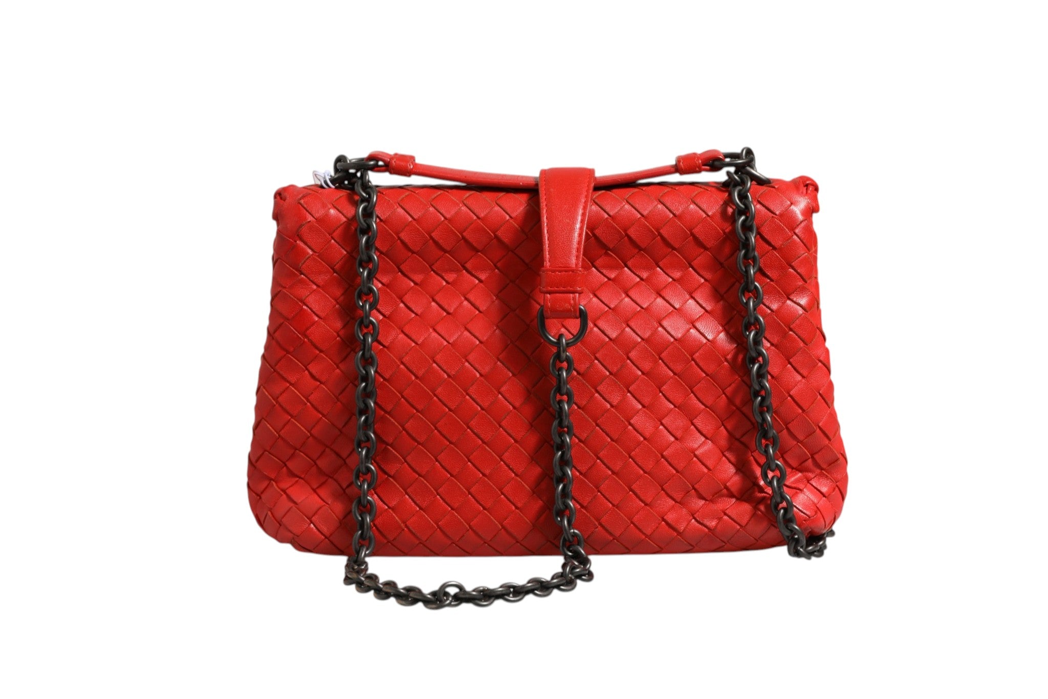 Pre-Owned Bottega Veneta Olimpia Small Intrecciato Leather Shoulder Bag Red Women's B+ (Good — light signs of wear)