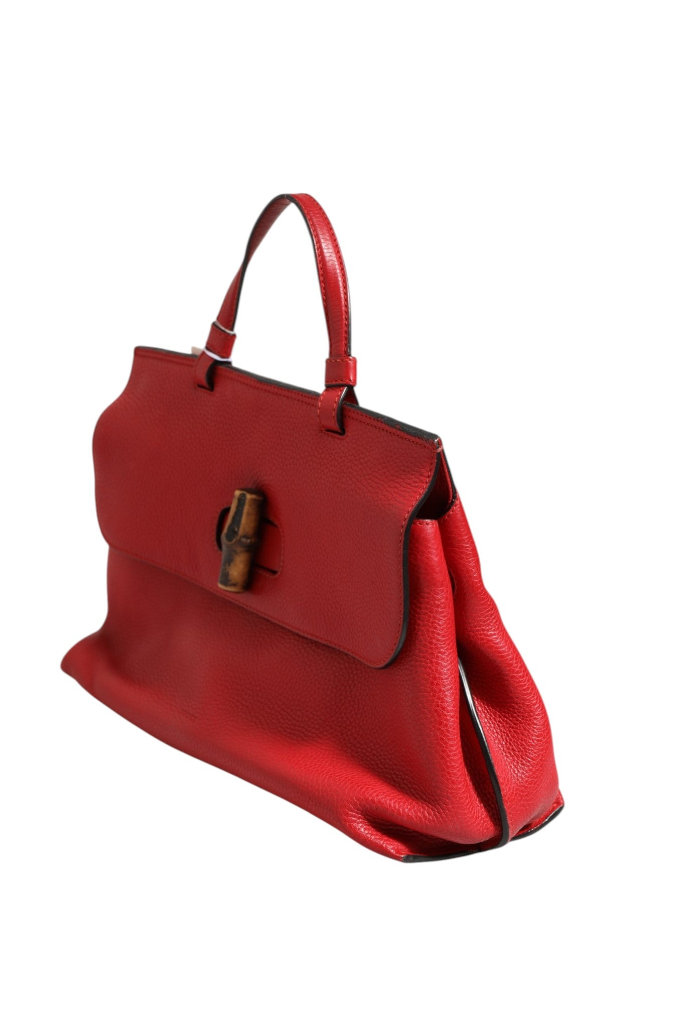 Pre-Owned Gucci Red Leather Bamboo Daily Tote Crossbody Bag Red Women's B+ (Good — light signs of wear)