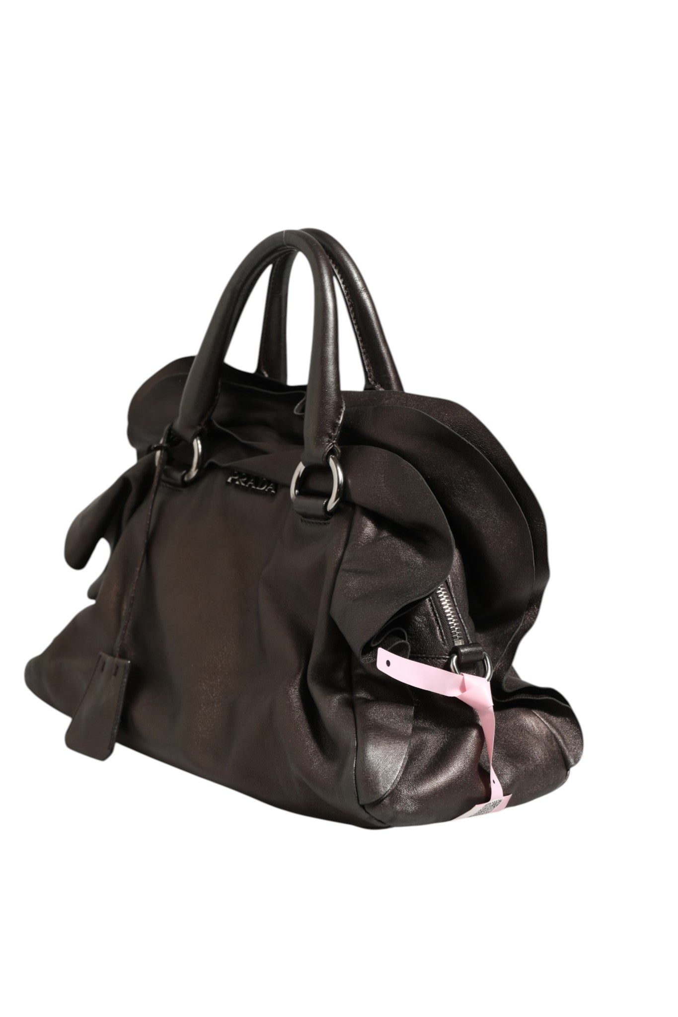 Pre-Owned Prada Metallic Nappa Leather Ruffle Shoulder Bag Metallic Women's AB (Very Good — between Lightly Used and Used)