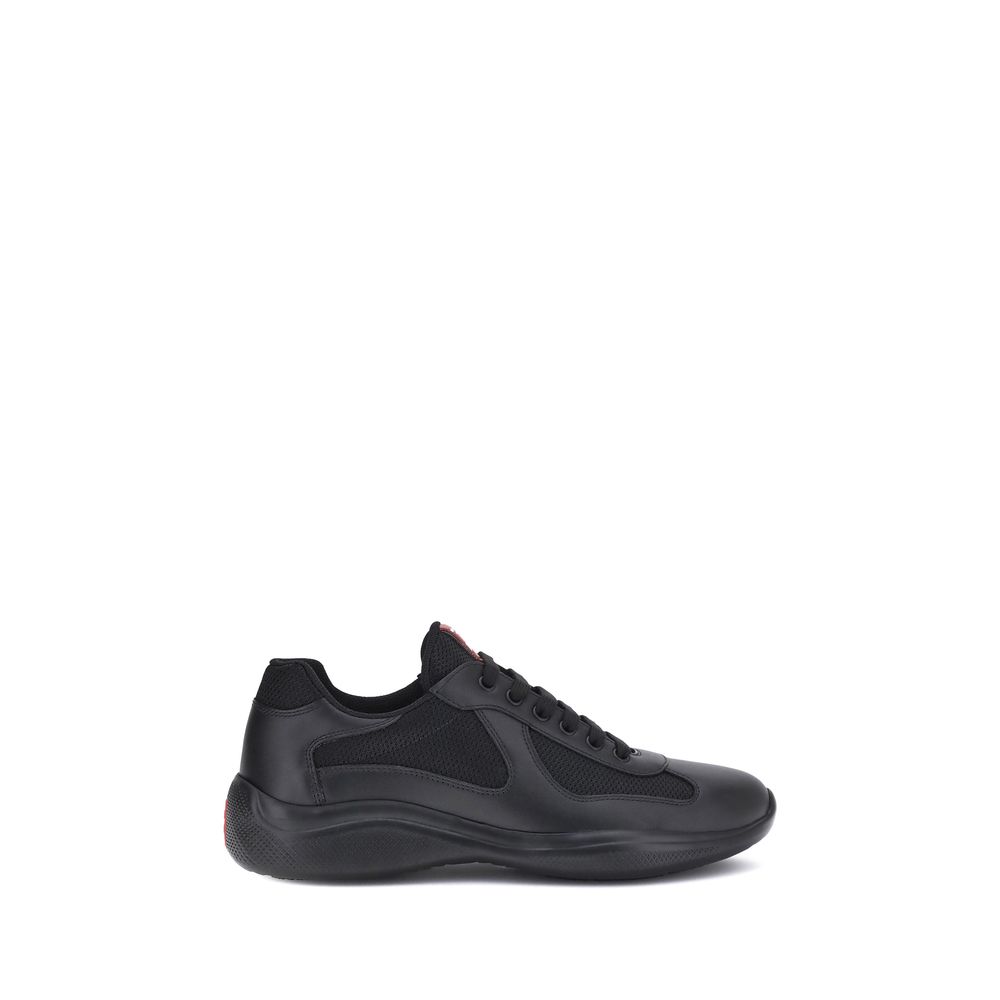 Prada Black Leather Athletic Sneakers