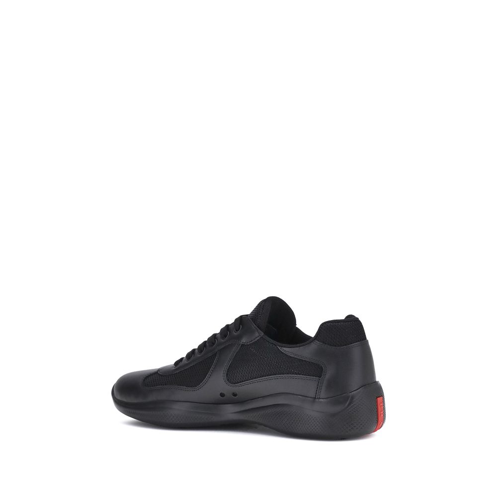 Prada Black Leather Athletic Sneakers