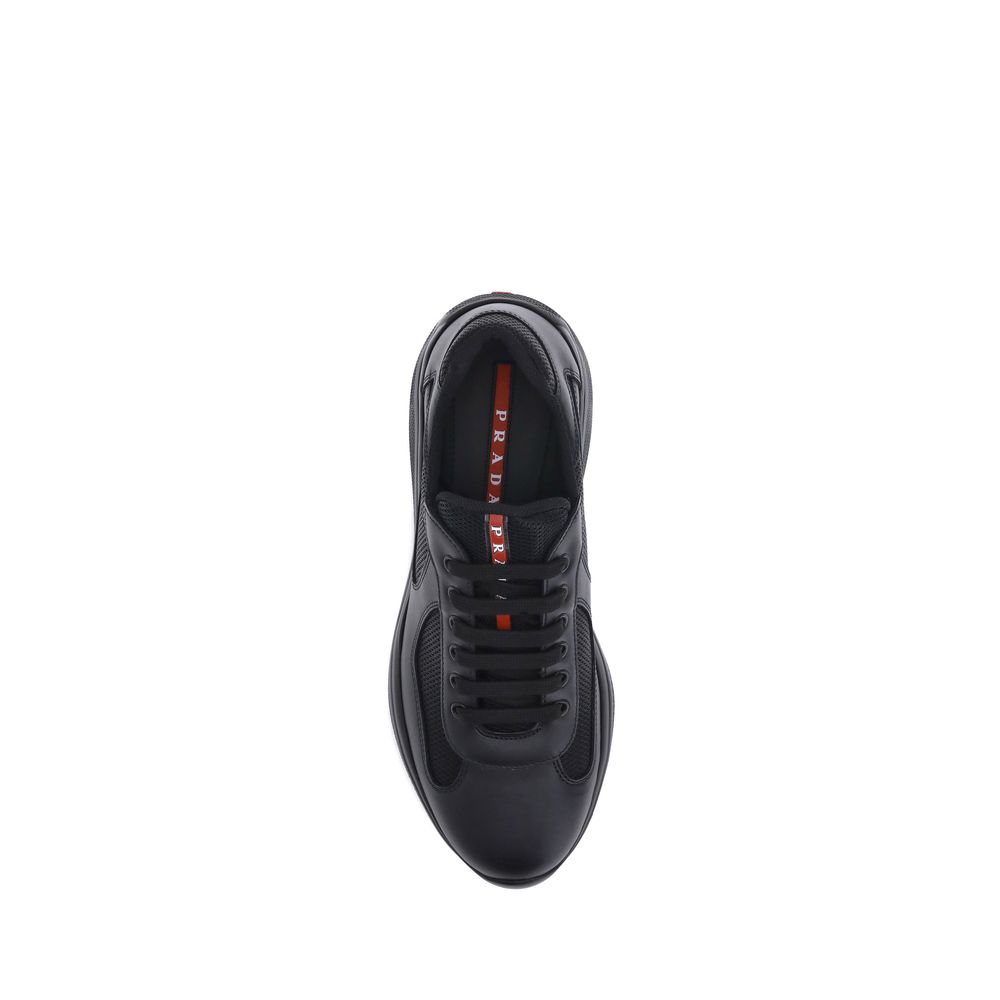 Prada Black Leather Athletic Sneakers