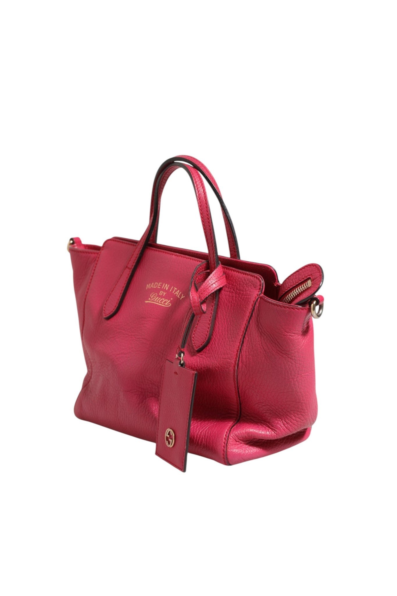 Pre-Owned Gucci Swing Leather 2Way Tote Bag Fuchsia Pink Women's B+ (Good — light signs of wear)