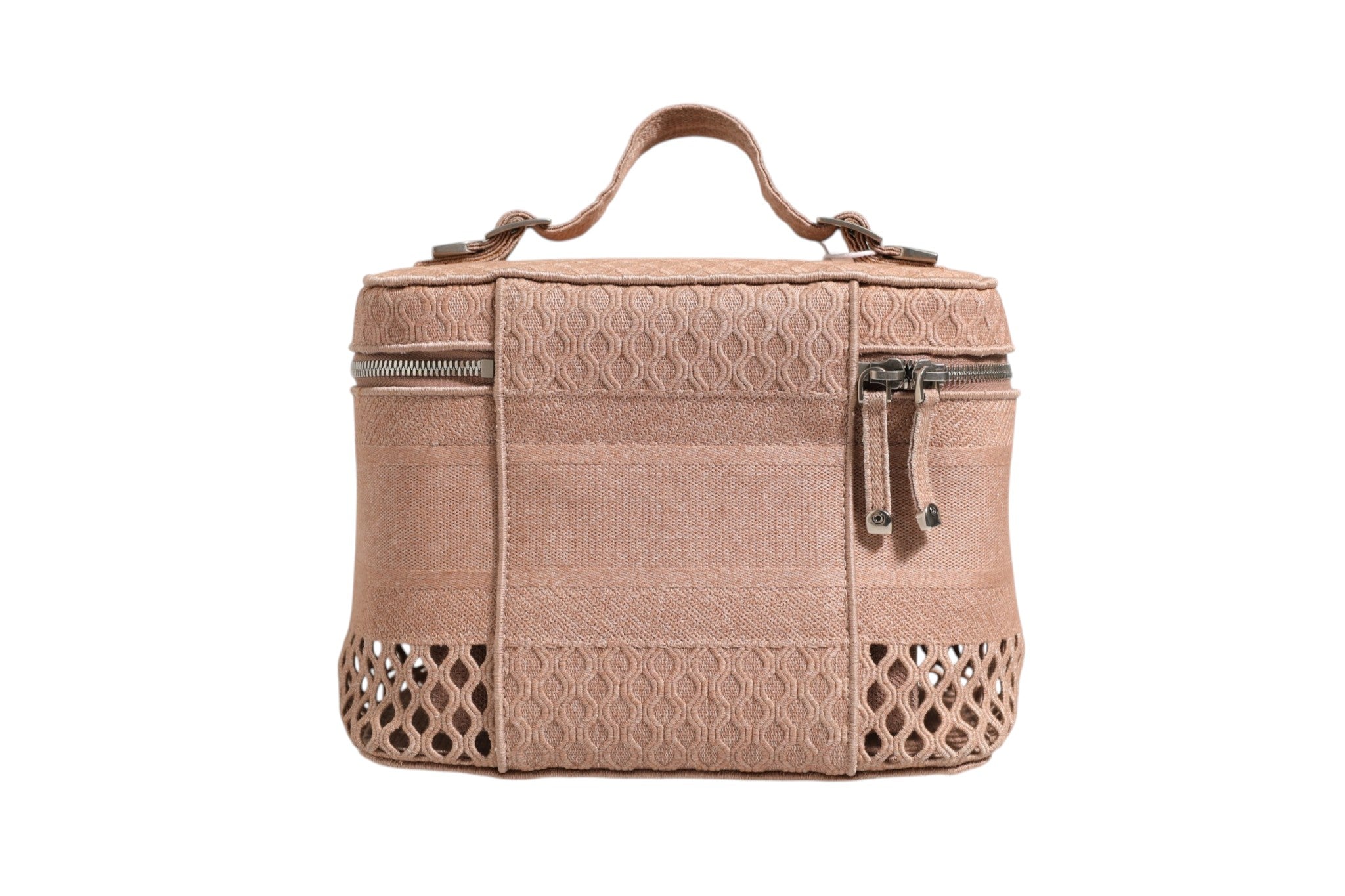Pre-Owned Christian Dior Mesh Embroidered Dior travel Vanity Case Powder Pink Women's B+ (Good — light signs of wear)