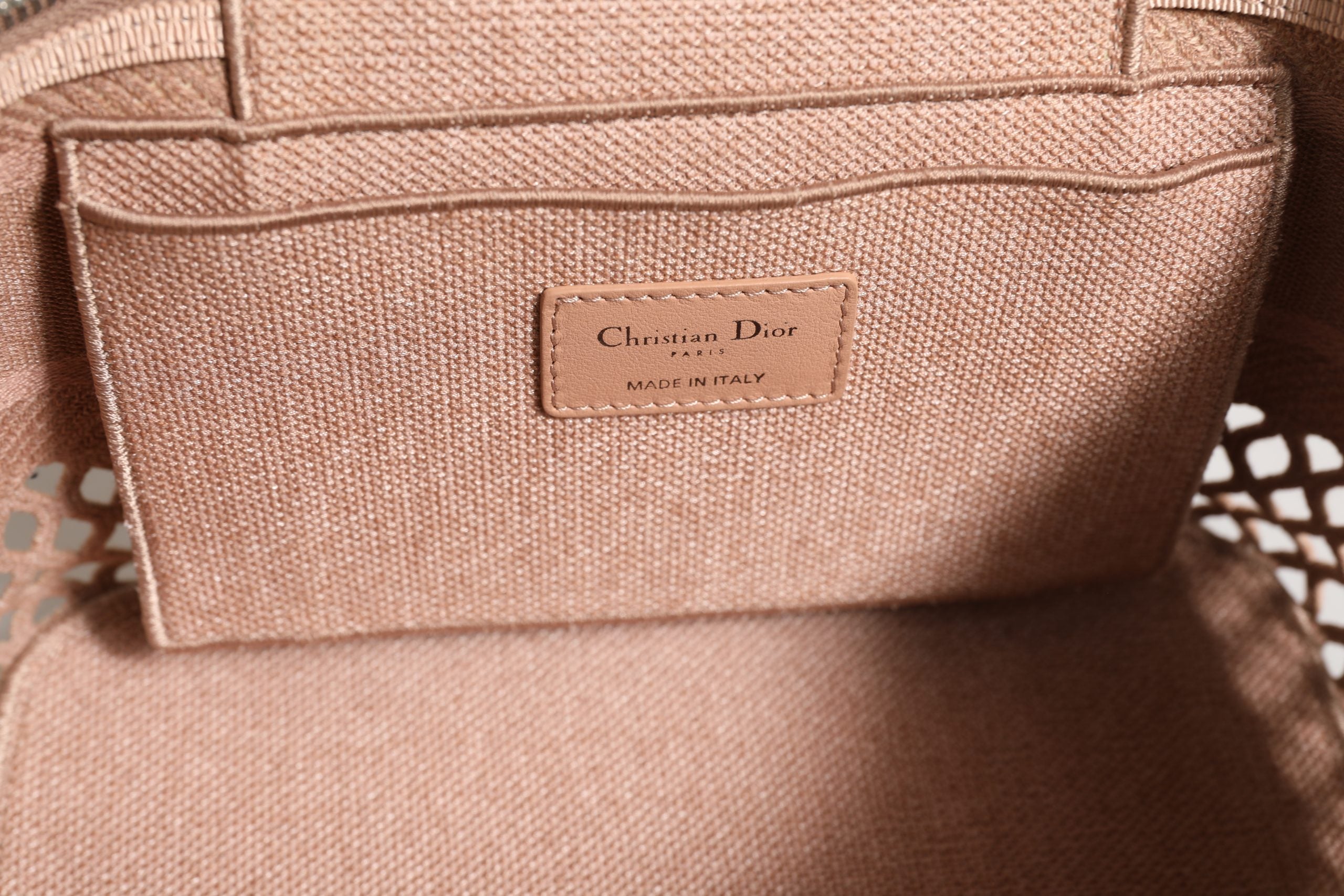Pre-Owned Christian Dior Mesh Embroidered Dior travel Vanity Case Powder Pink Women's B+ (Good — light signs of wear)