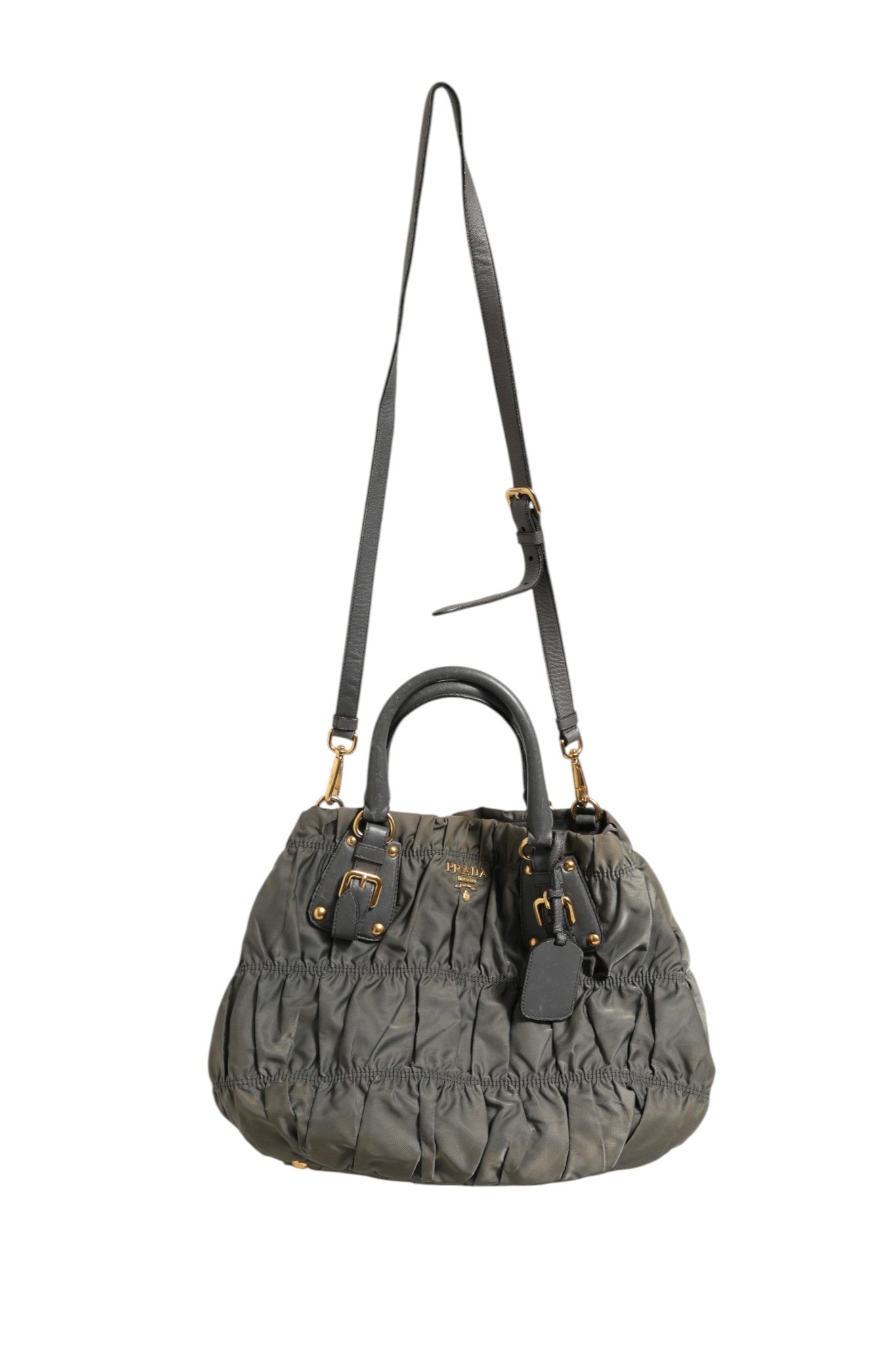 Pre-Owned Prada Tessuto Nylon Gaufre Tote bag Gray Women's AB (Very Good — between Lightly Used and Used)