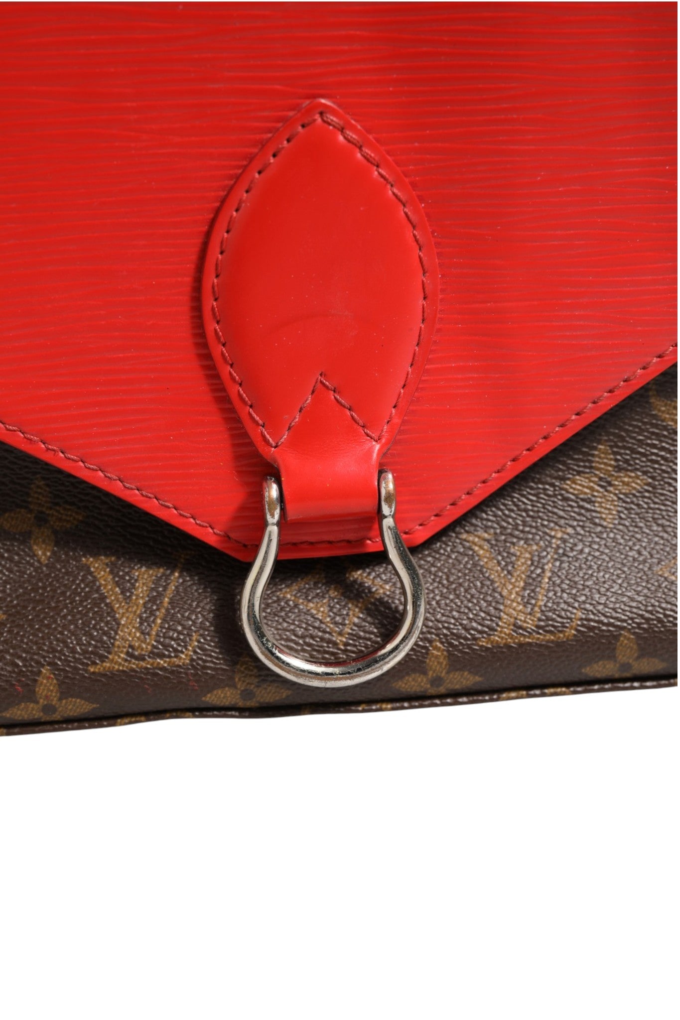 Pre-Owned Louis Vuitton Saint Michel Monogram Epi Shoulder Bag Coquelicot Brown and Red Women's B+ (Good — light signs of wear)