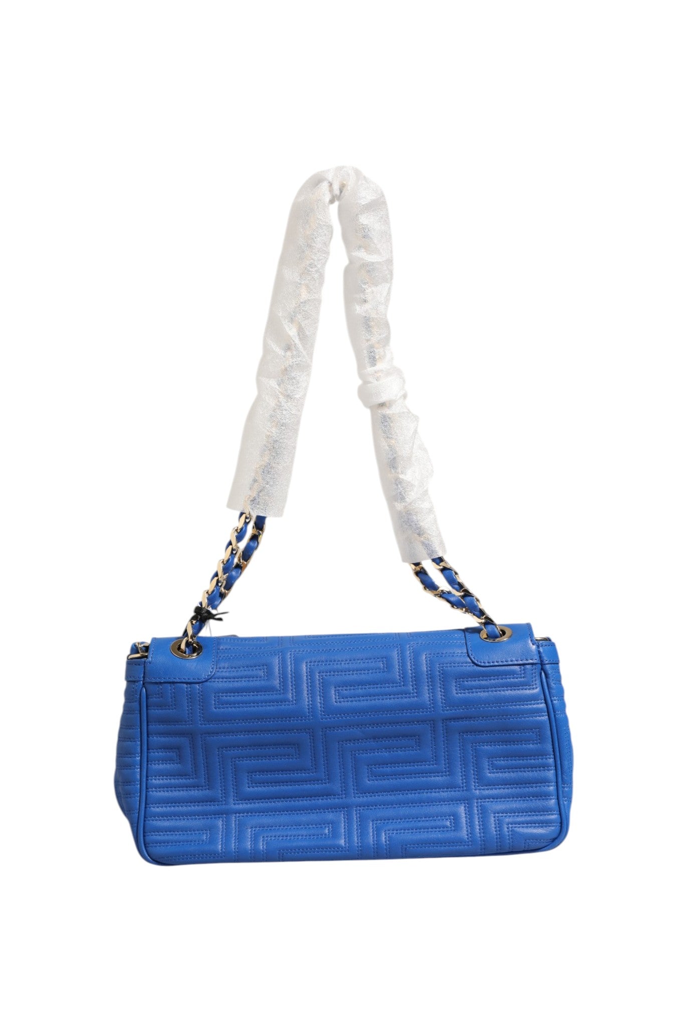 Pre-Owned Versace Couture Quilted Leather Shoulder Bag Blue Women's New