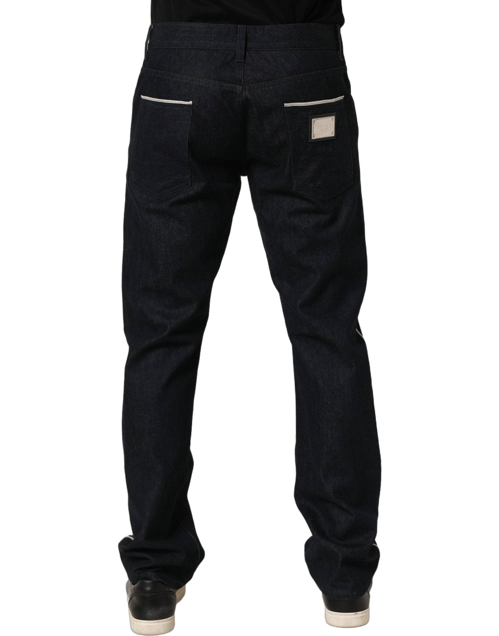 Dolce & Gabbana Black Cotton Mid Waist Classic Men Denim Jeans