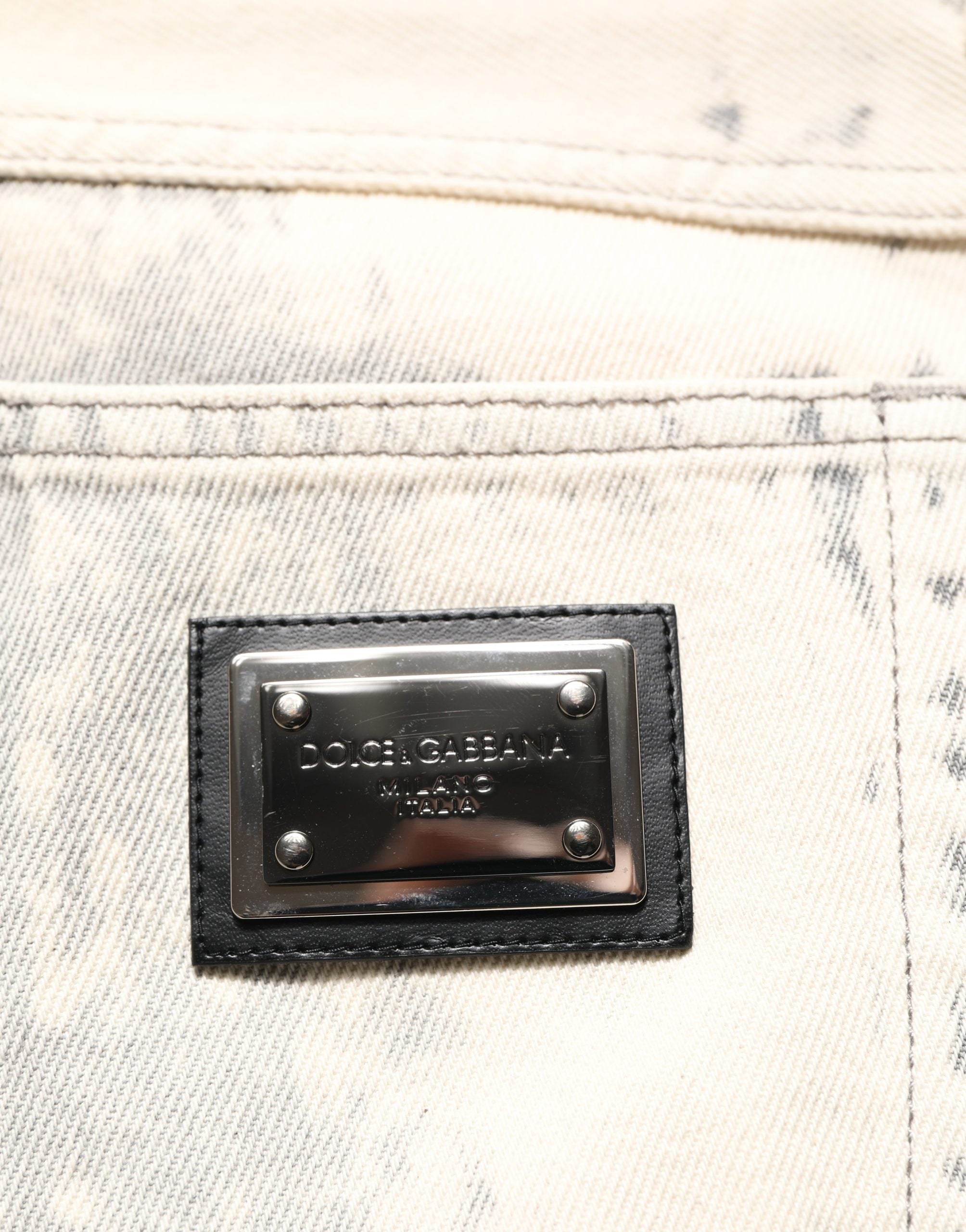Dolce & Gabbana Beige Tie Dye Cotton Straight Men Denim Jeans