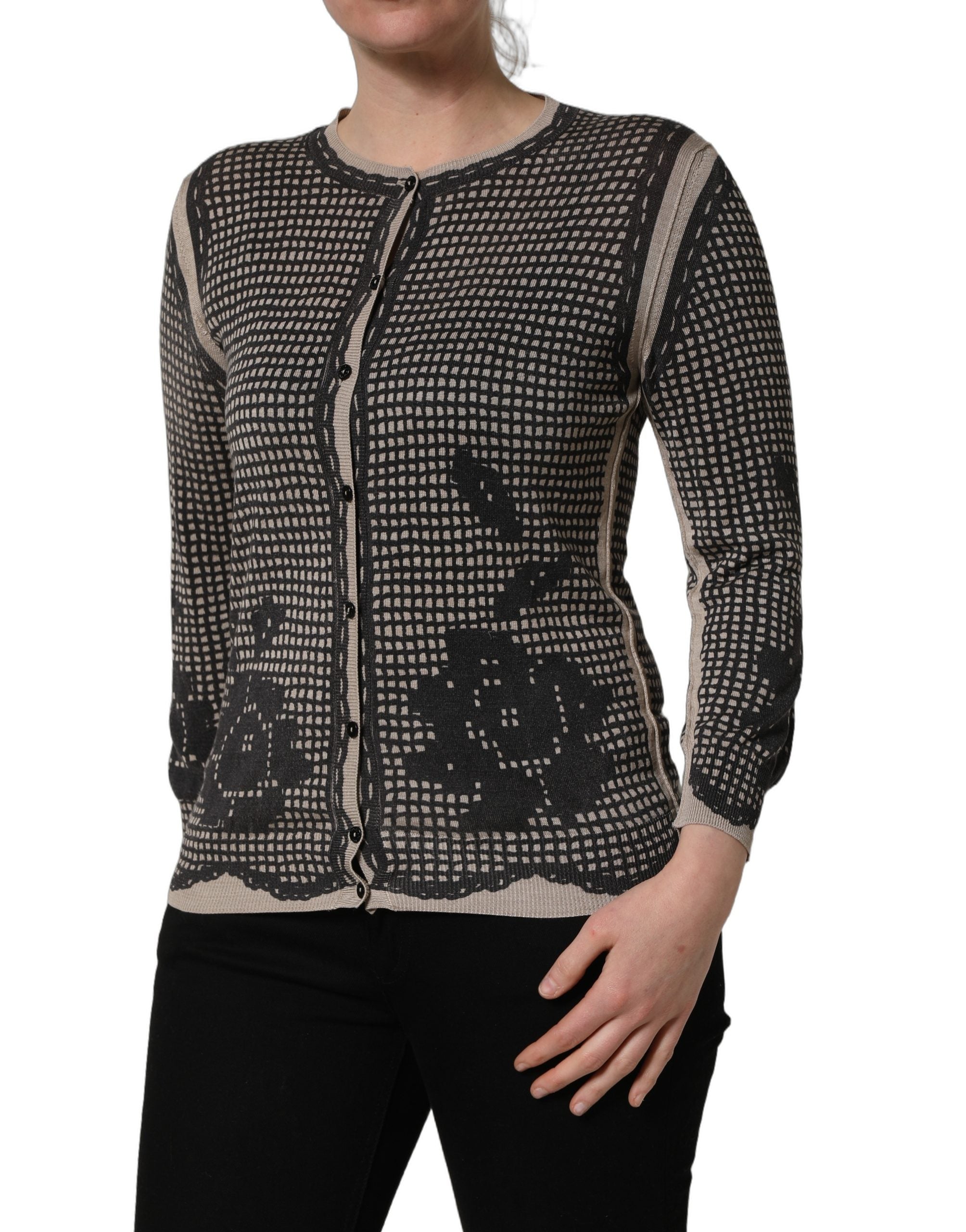 Dolce & Gabbana Black Floral Lace ButtonDownCardigan Sweater