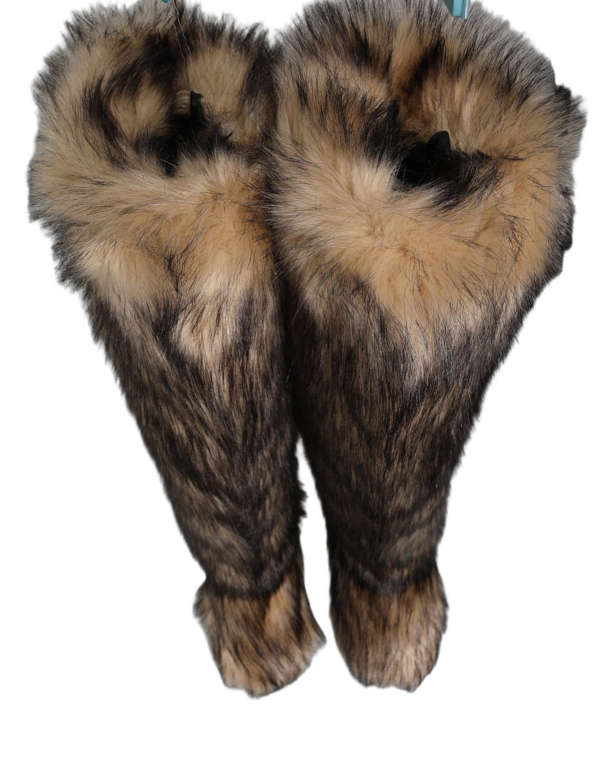 New Dolce & Gabbana Brown Faux Skim Ski Fur Knee High Boots Shoes