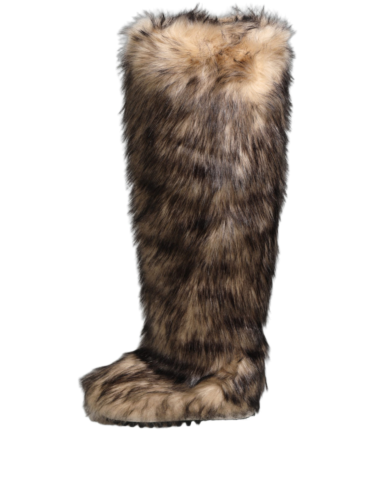 New Dolce & Gabbana Brown Faux Skim Ski Fur Knee High Boots Shoes