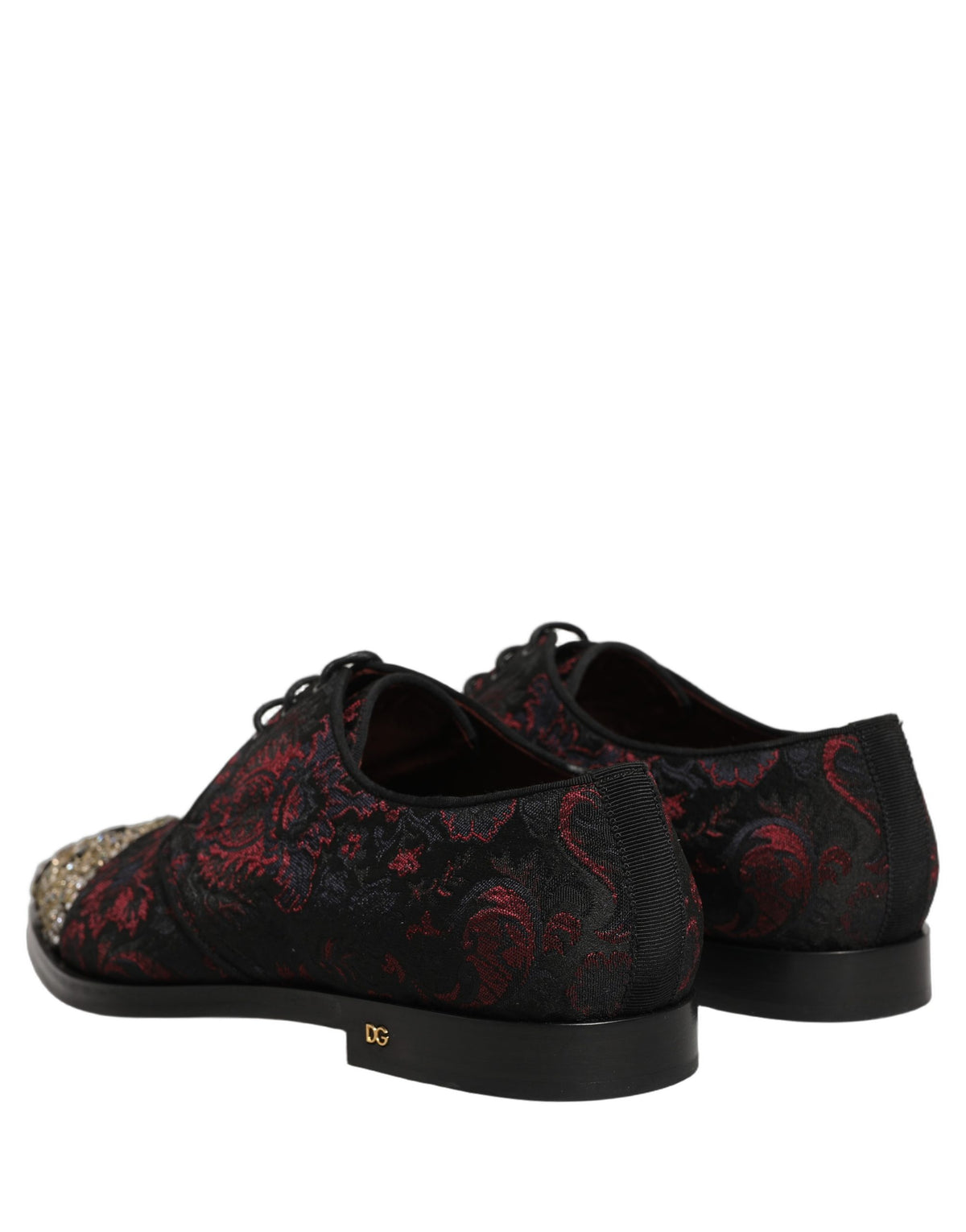 New Dolce & Gabbana Black Red Embellished Derby Dress Formal Shoes