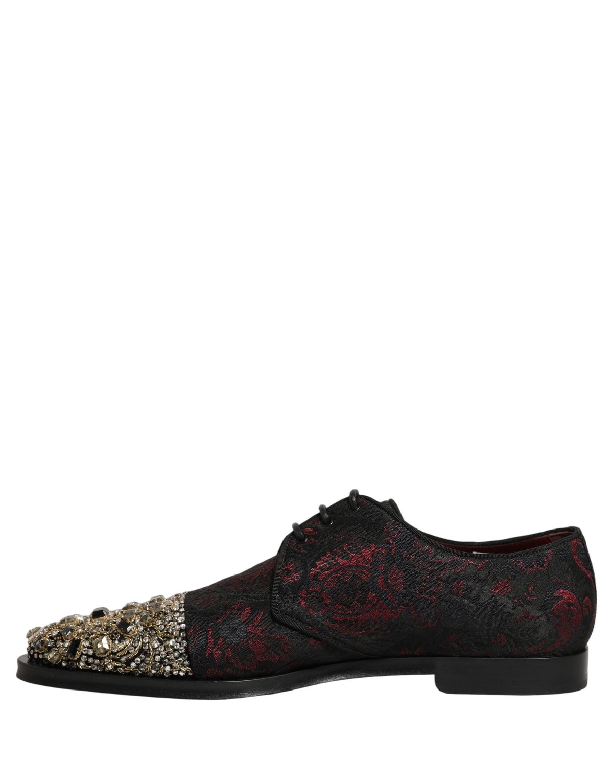 New Dolce & Gabbana Black Red Embellished Derby Dress Formal Shoes