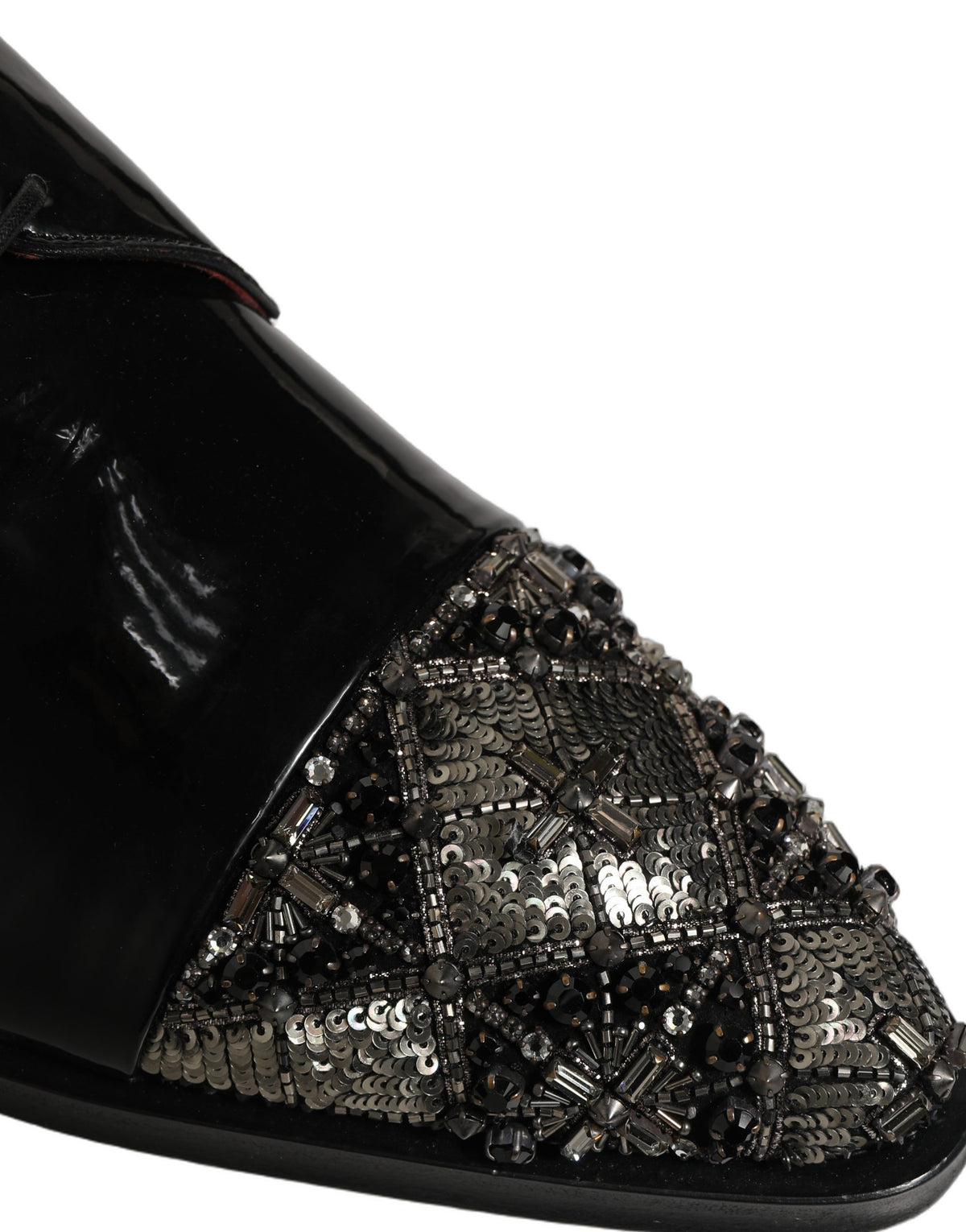 New Dolce & Gabbana Black Embellished Derby Dress Formal Shoes