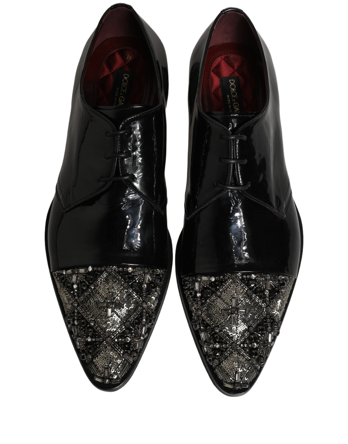 New Dolce & Gabbana Black Embellished Derby Dress Formal Shoes
