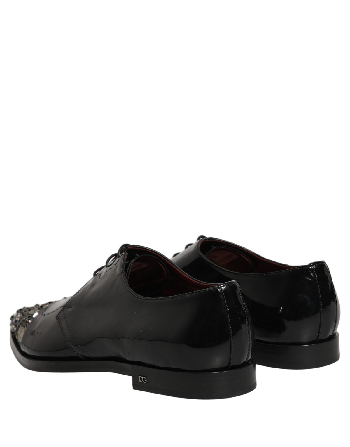 New Dolce & Gabbana Black Embellished Derby Dress Formal Shoes