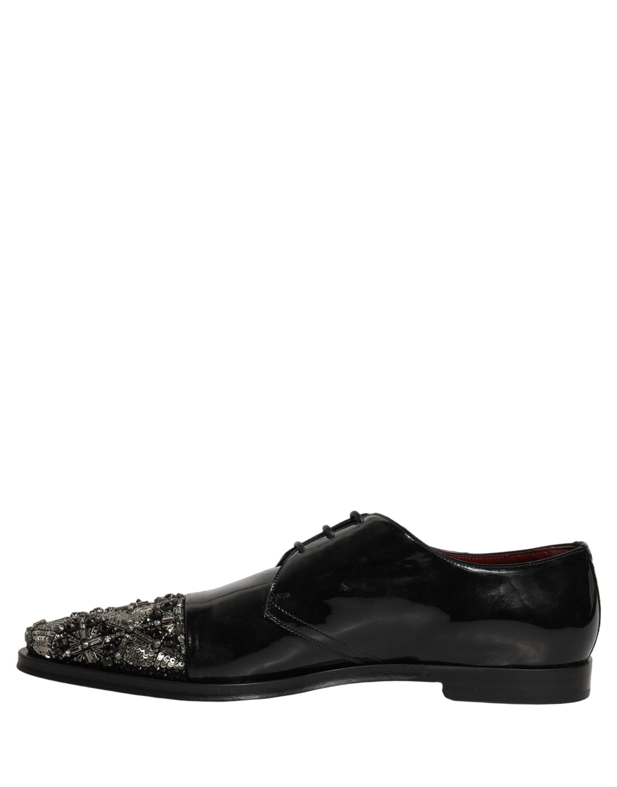 New Dolce & Gabbana Black Embellished Derby Dress Formal Shoes