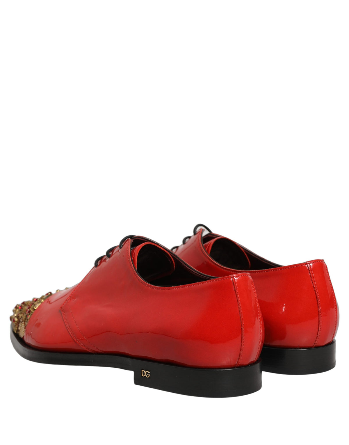 New Dolce & Gabbana Red Embellished Men Derby Dress Formal Shoes
