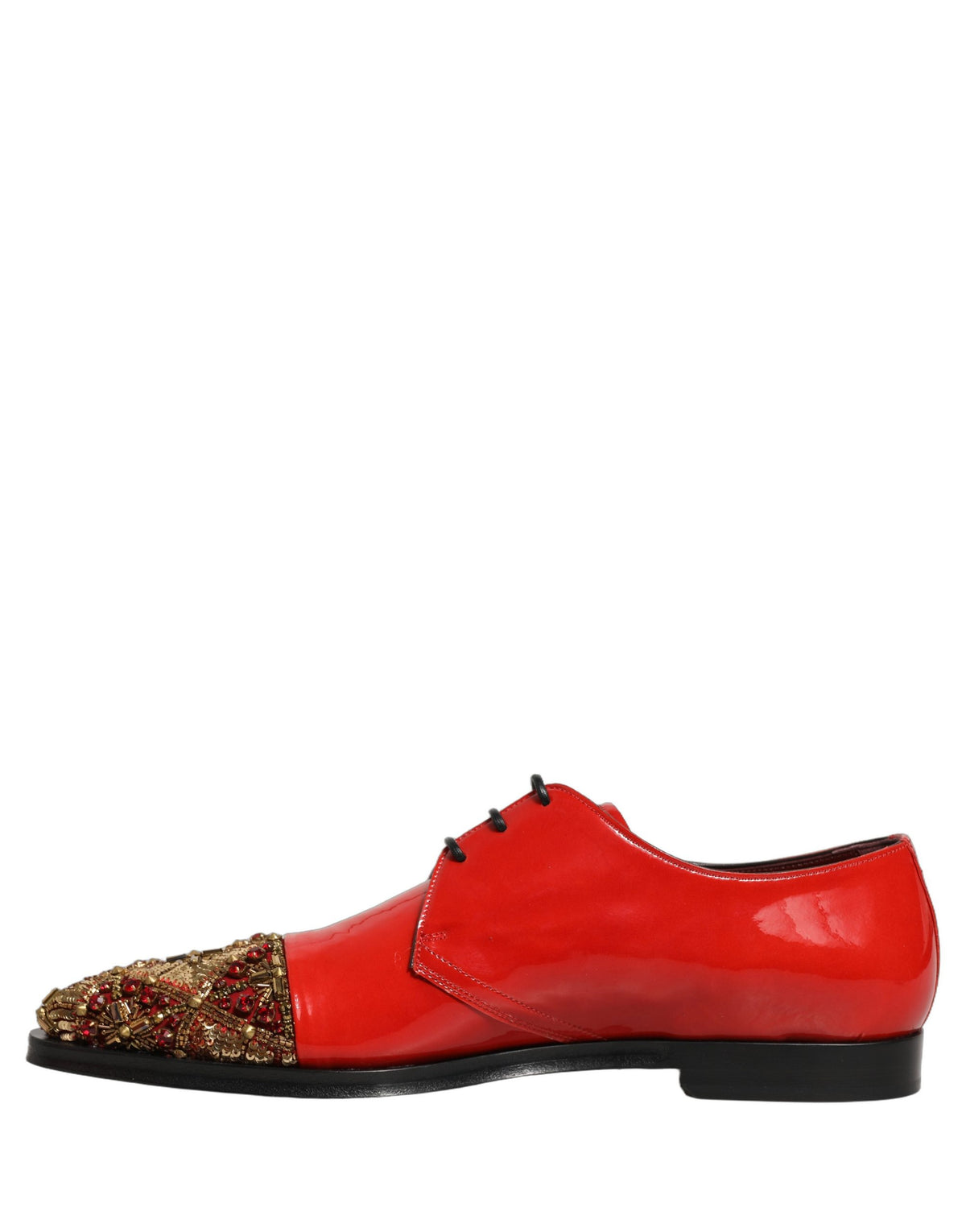 New Dolce & Gabbana Red Embellished Men Derby Dress Formal Shoes