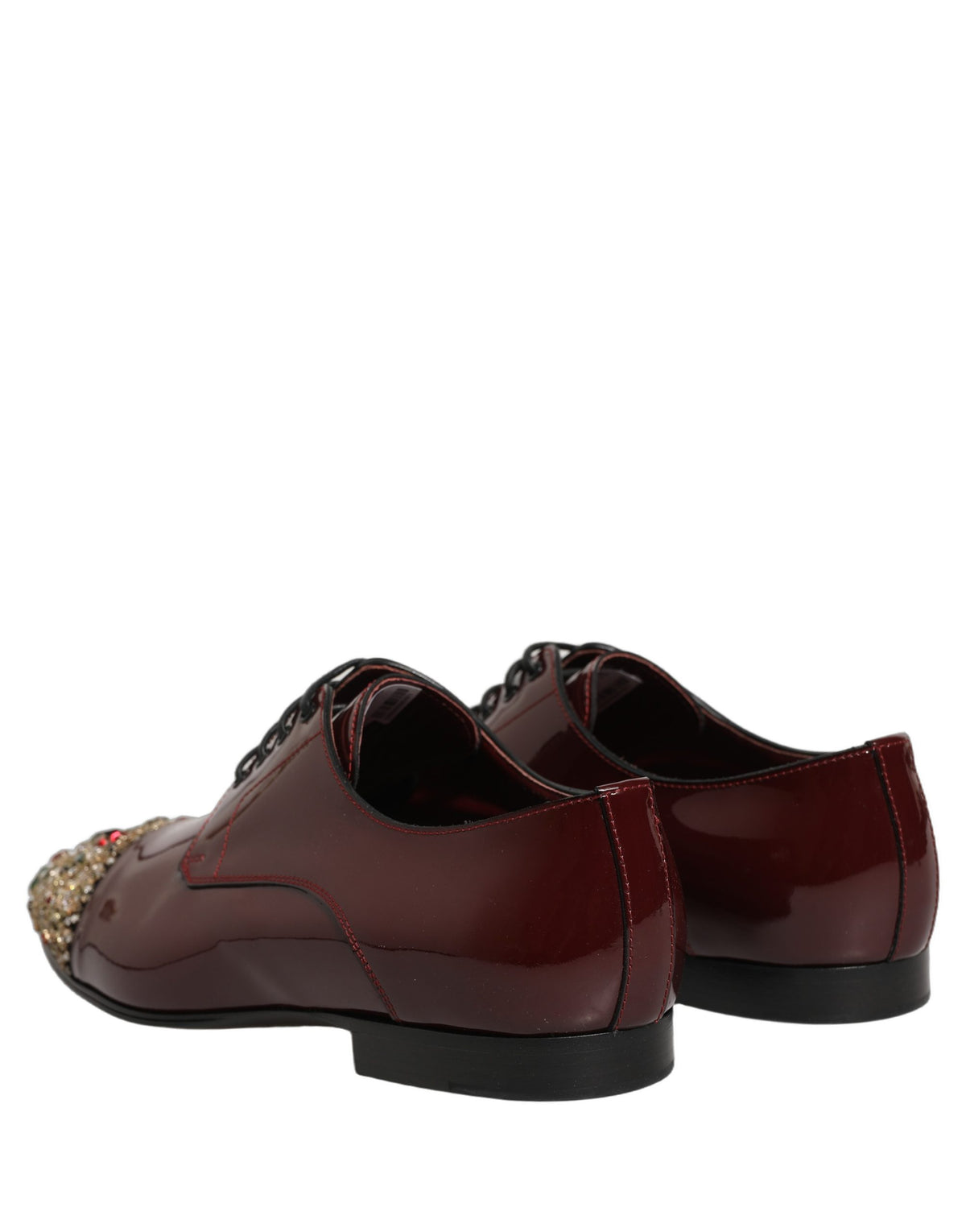 New Dolce & Gabbana Maroon Embellished Derby Dress Formal Shoes