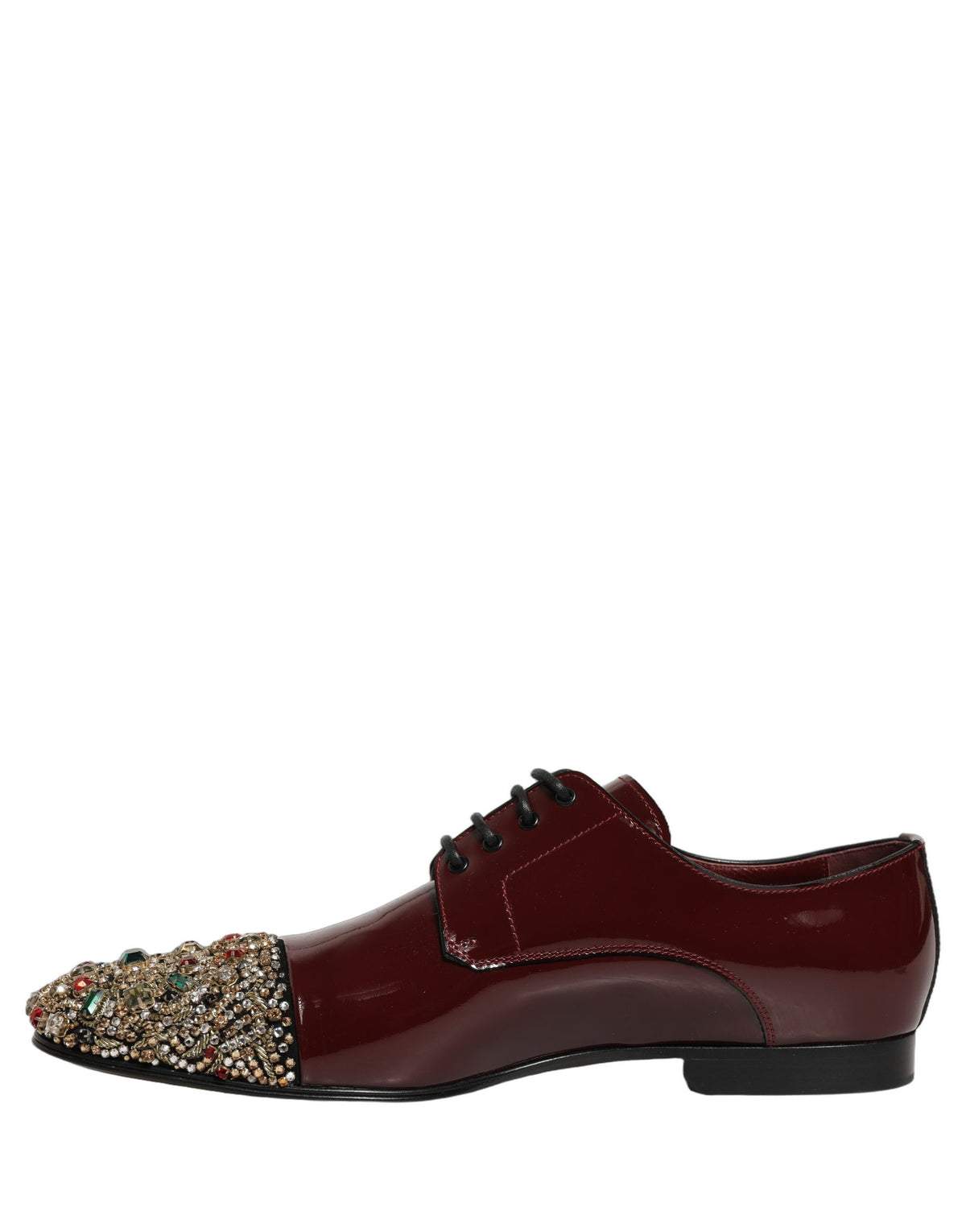 New Dolce & Gabbana Maroon Embellished Derby Dress Formal Shoes