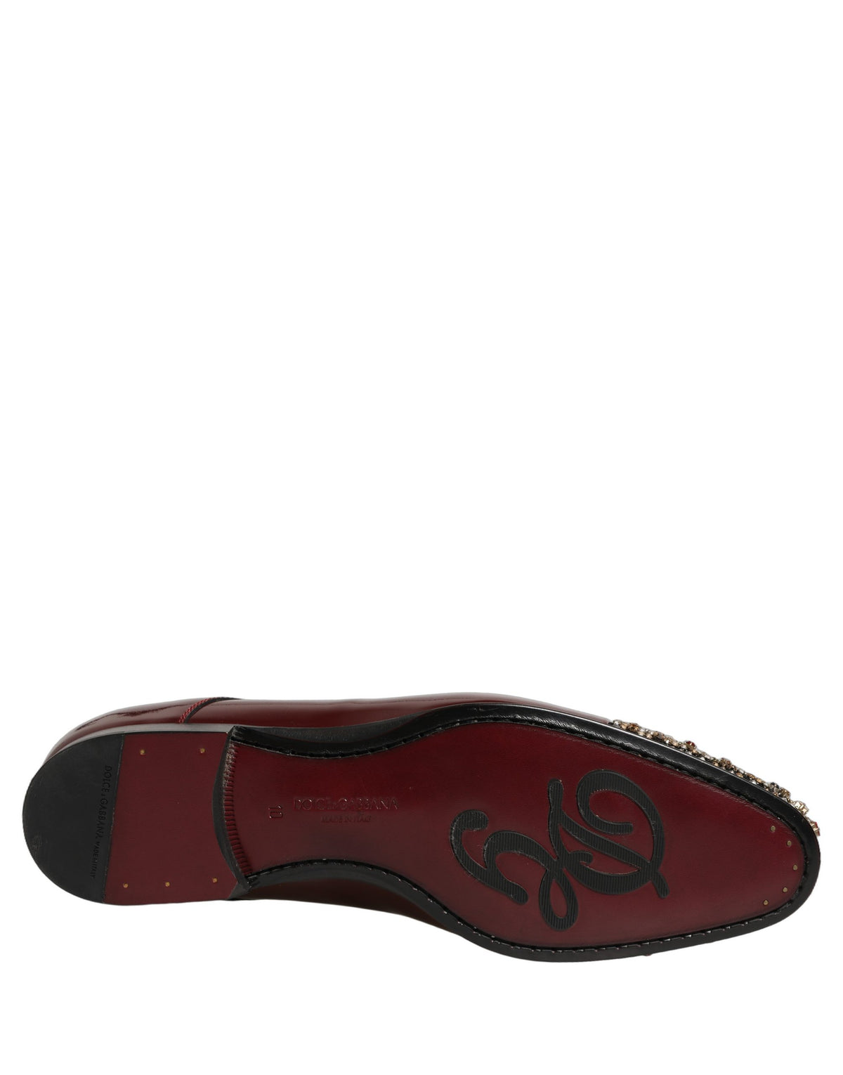 New Dolce & Gabbana Maroon Embellished Derby Dress Formal Shoes