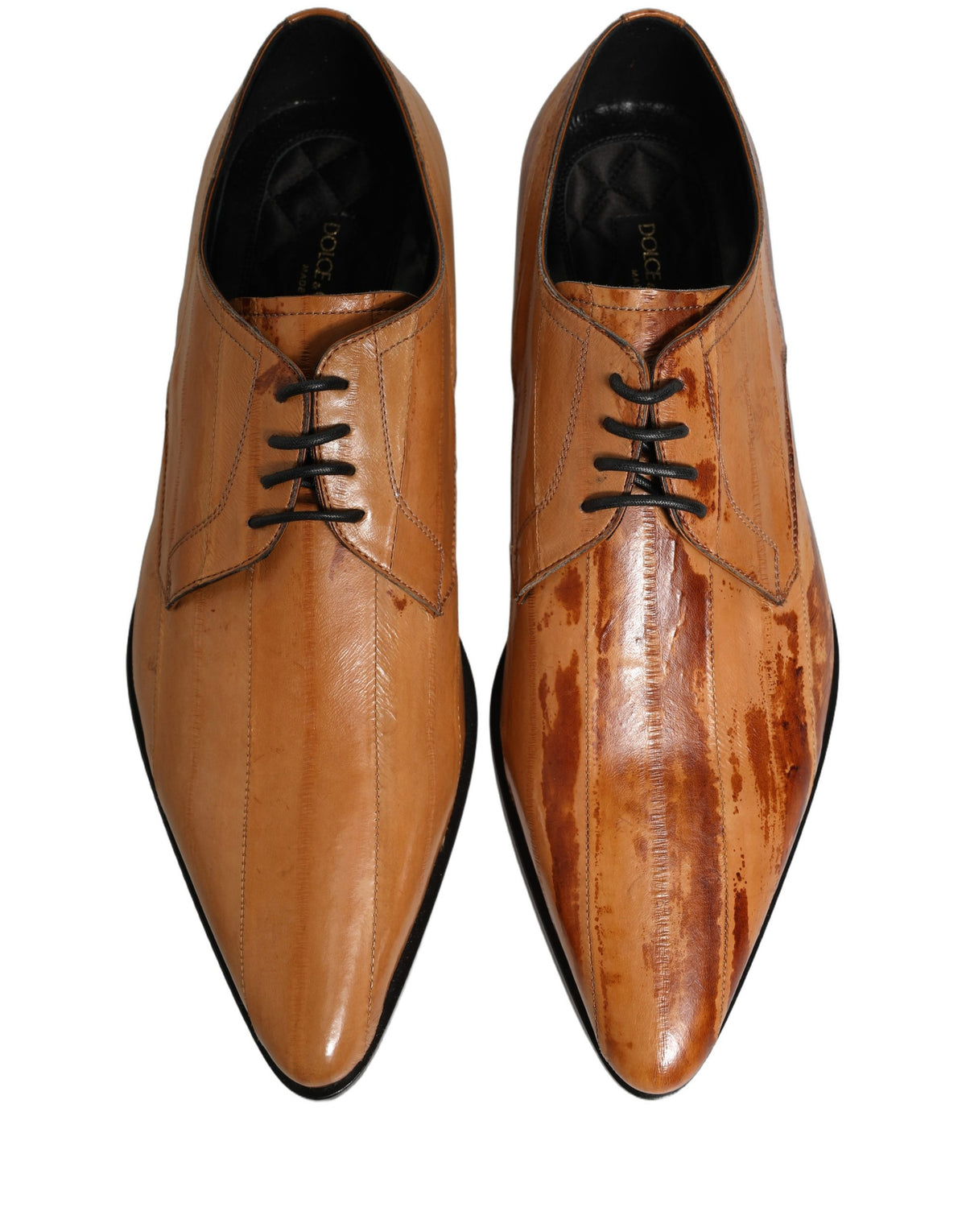 New Dolce & Gabbana Brown Leather Lace Up Men Derby Dress Shoes