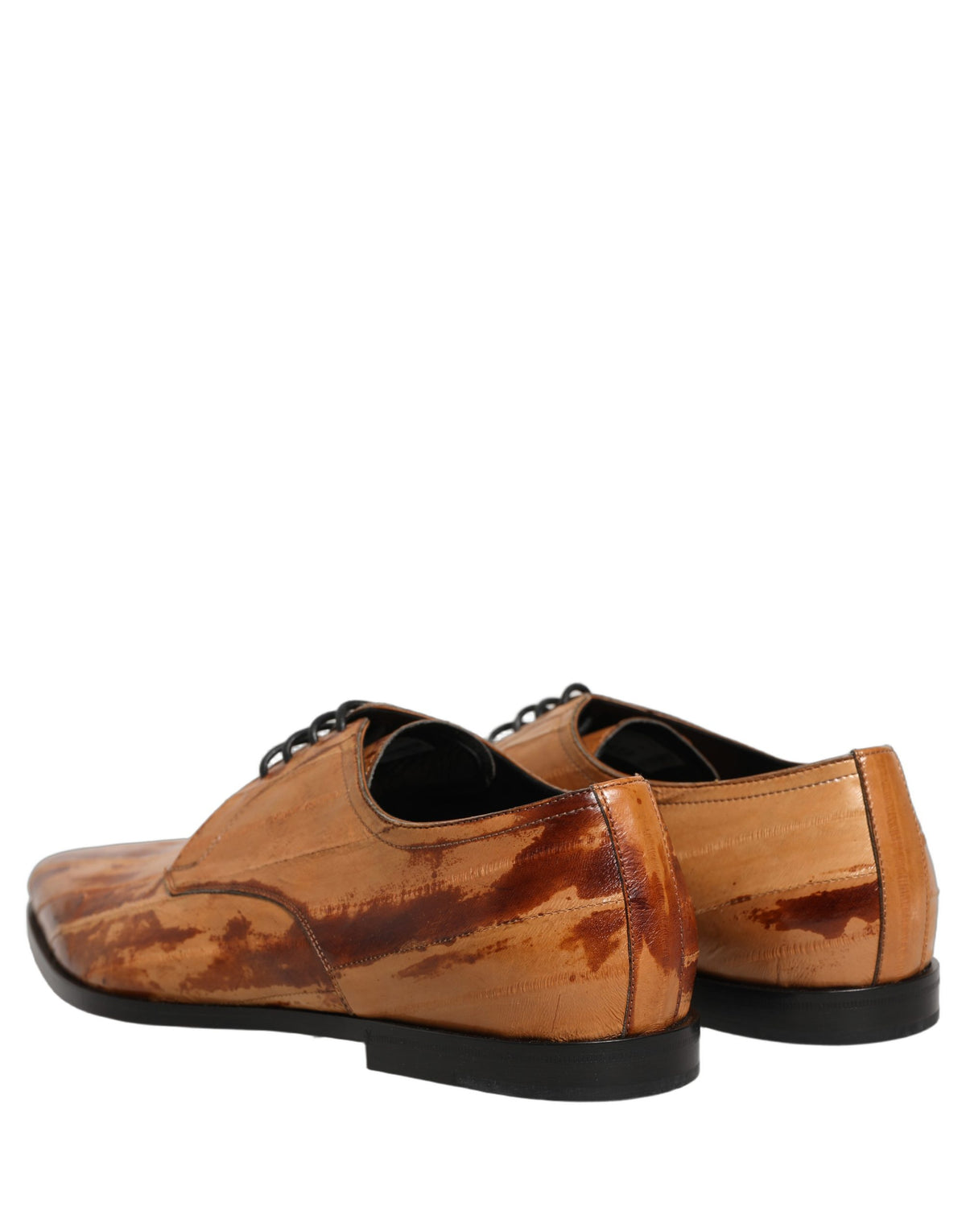 New Dolce & Gabbana Brown Leather Lace Up Men Derby Dress Shoes
