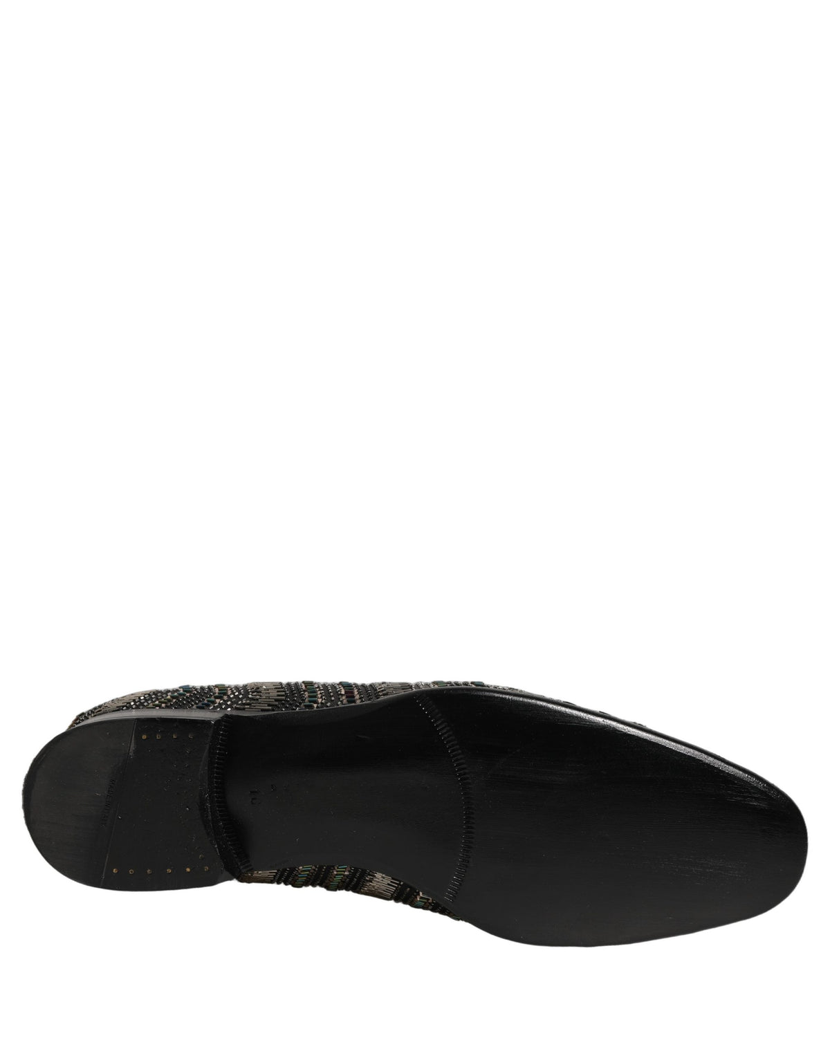 New Dolce & Gabbana Black Silver Embellished Slip On Loafers Shoes