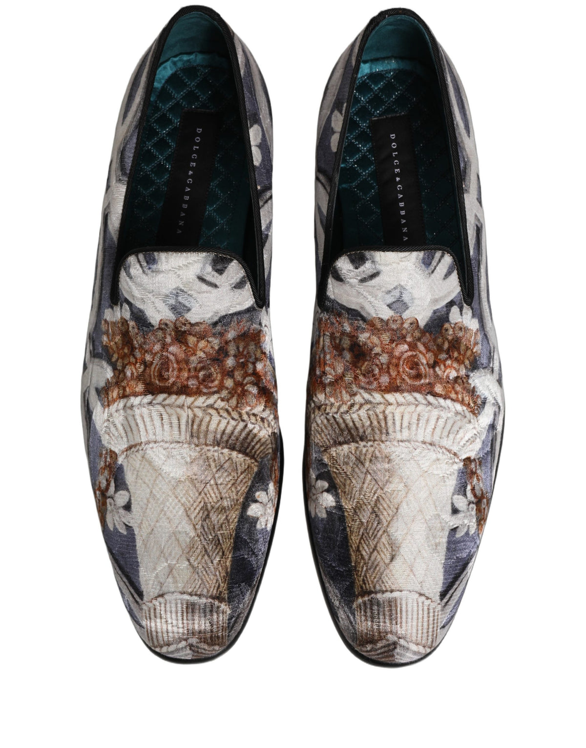 New Dolce & Gabbana Floral Tapestry Embroidery Loafer Shoes