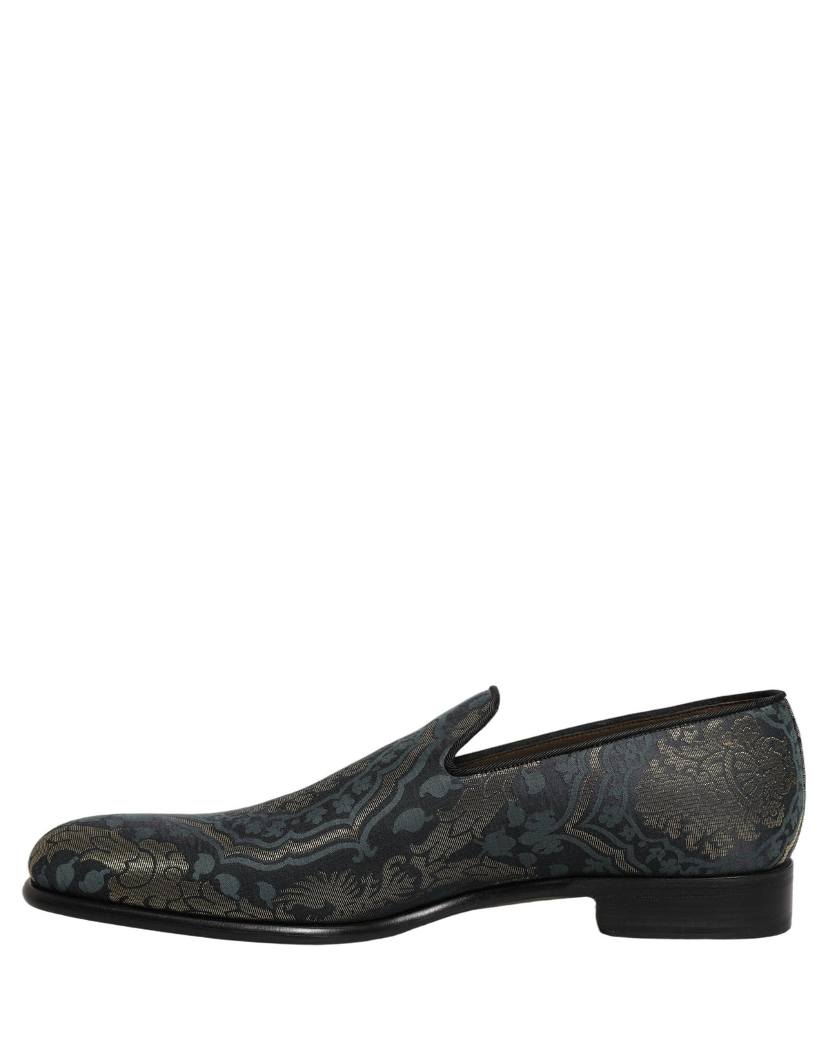 New Dolce & Gabbana Black Floral Brocade Slip On Loafers Shoes
