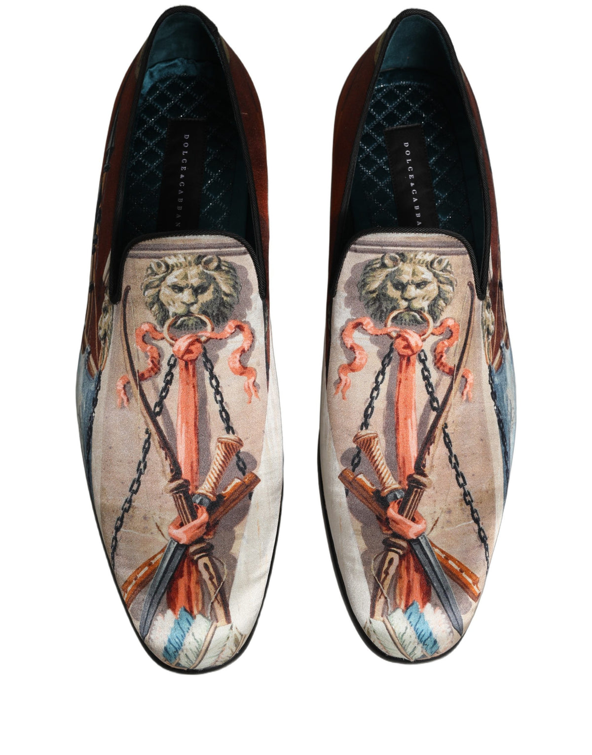 New Dolce & Gabbana Lion Print Slip On Loafers Shoes