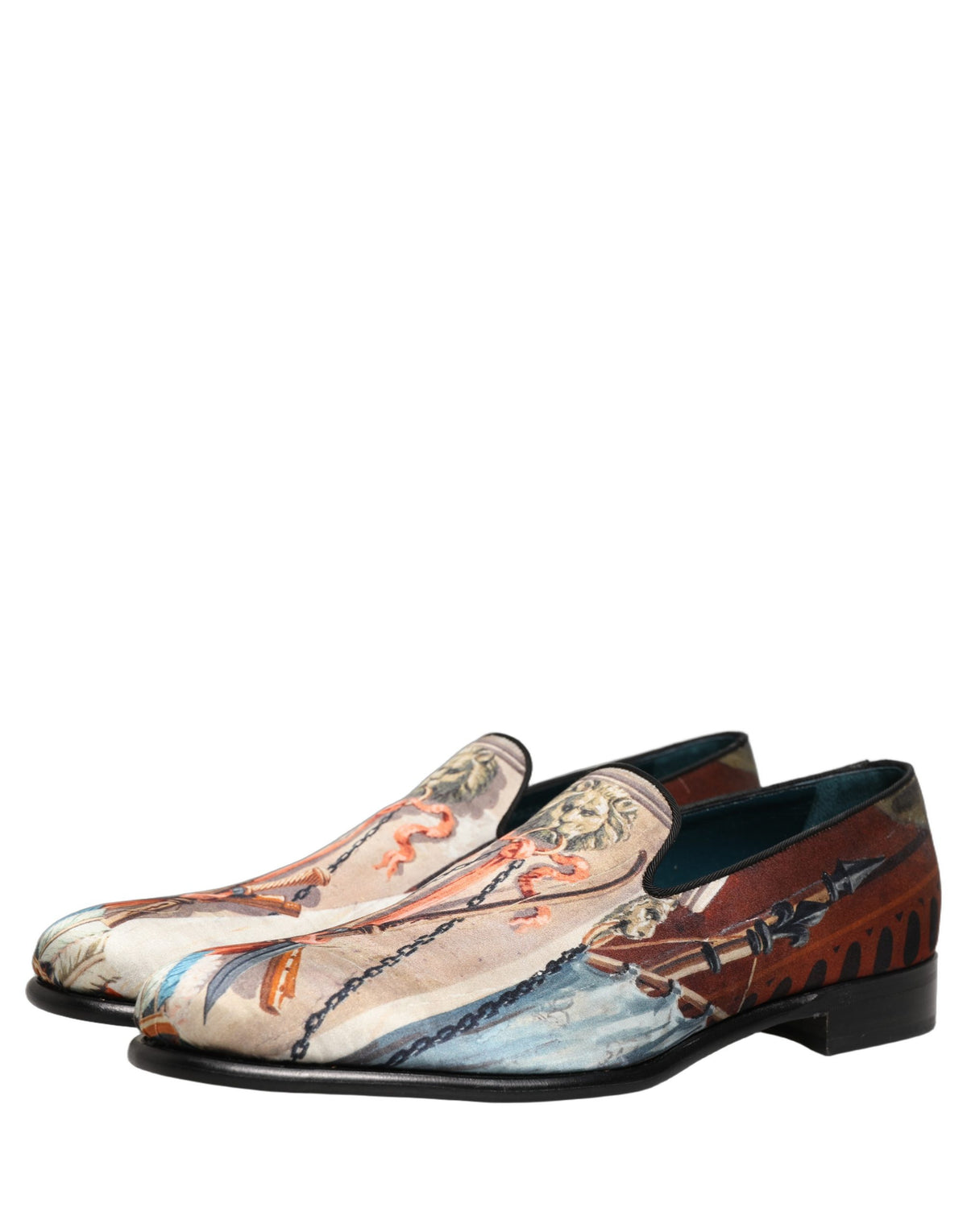 New Dolce & Gabbana Lion Print Slip On Loafers Shoes