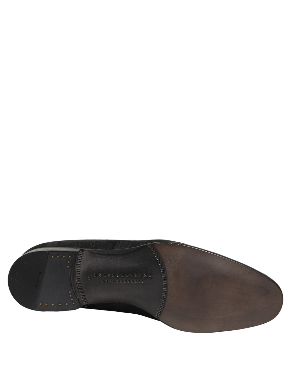 New Dolce & Gabbana Black Brocade Men Slip On Dress Loafers Shoes