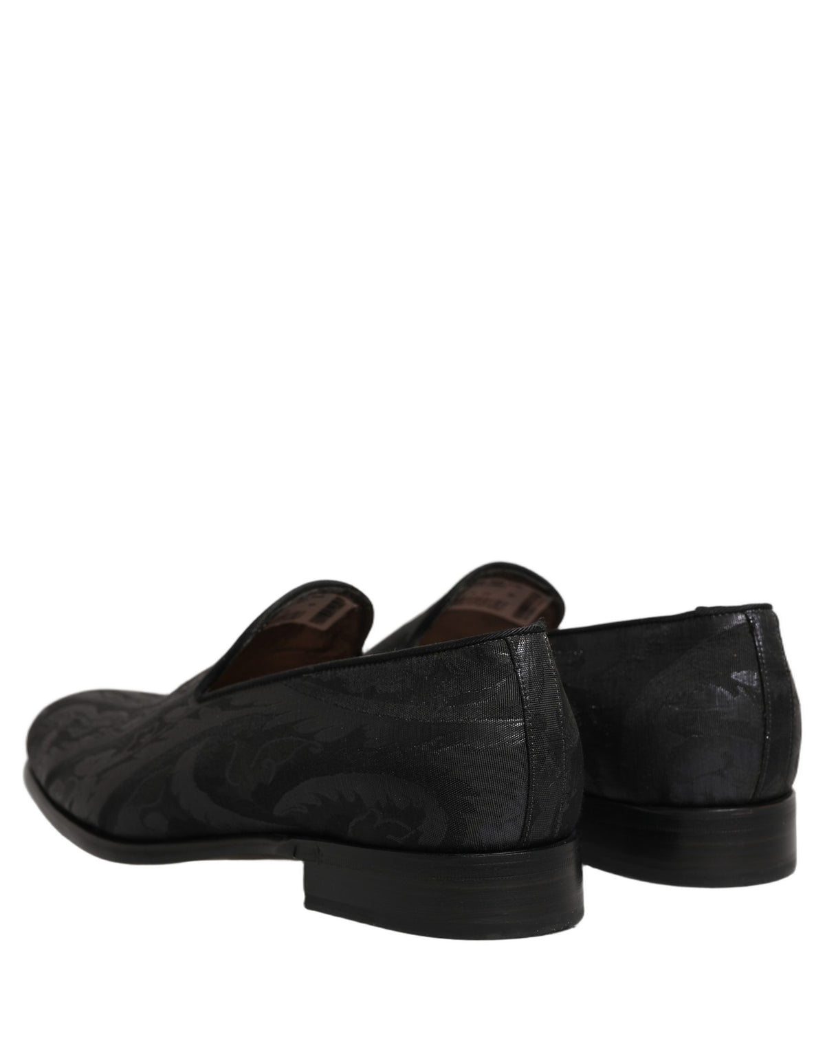 New Dolce & Gabbana Black Brocade Men Slip On Dress Loafers Shoes