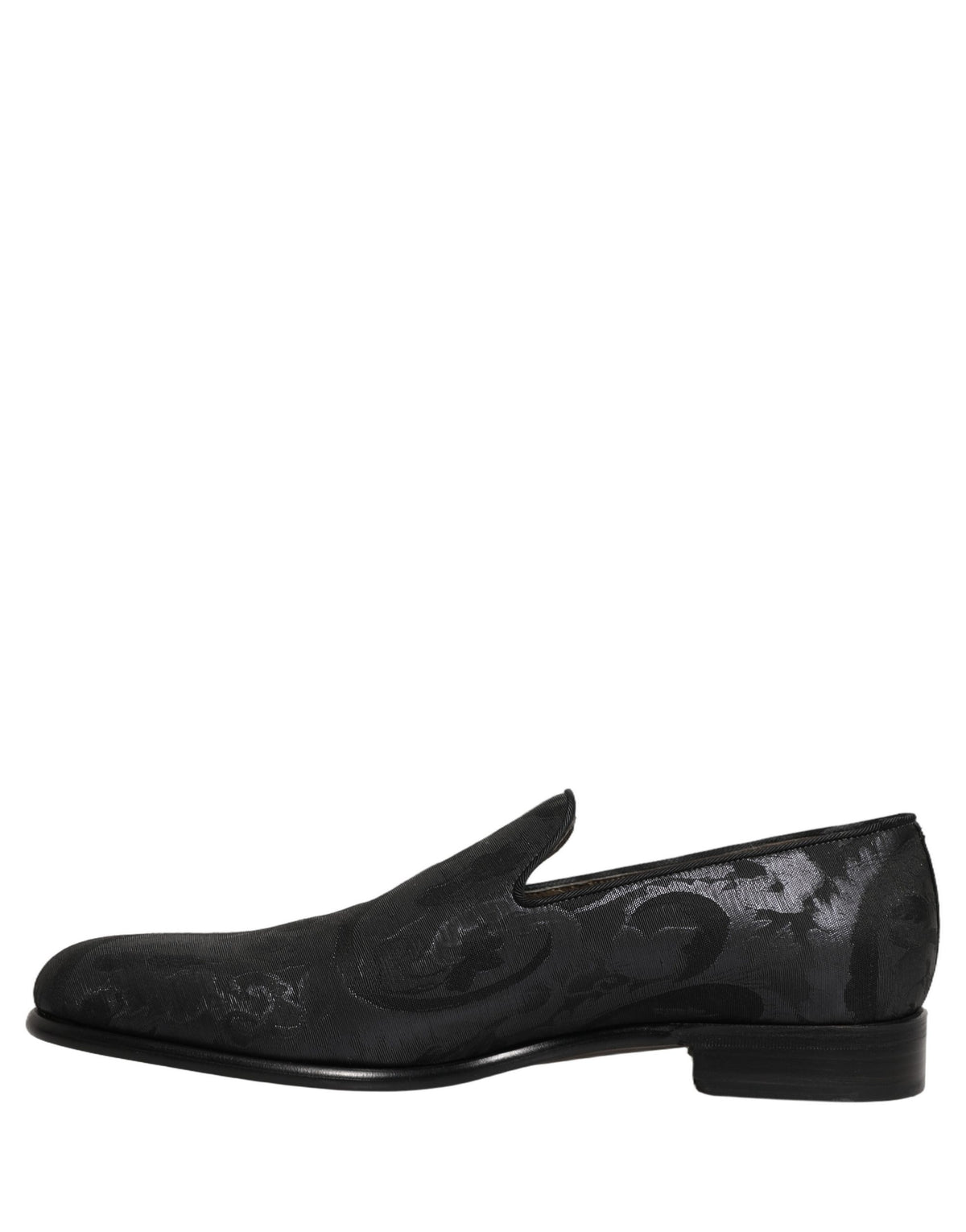 New Dolce & Gabbana Black Brocade Men Slip On Dress Loafers Shoes