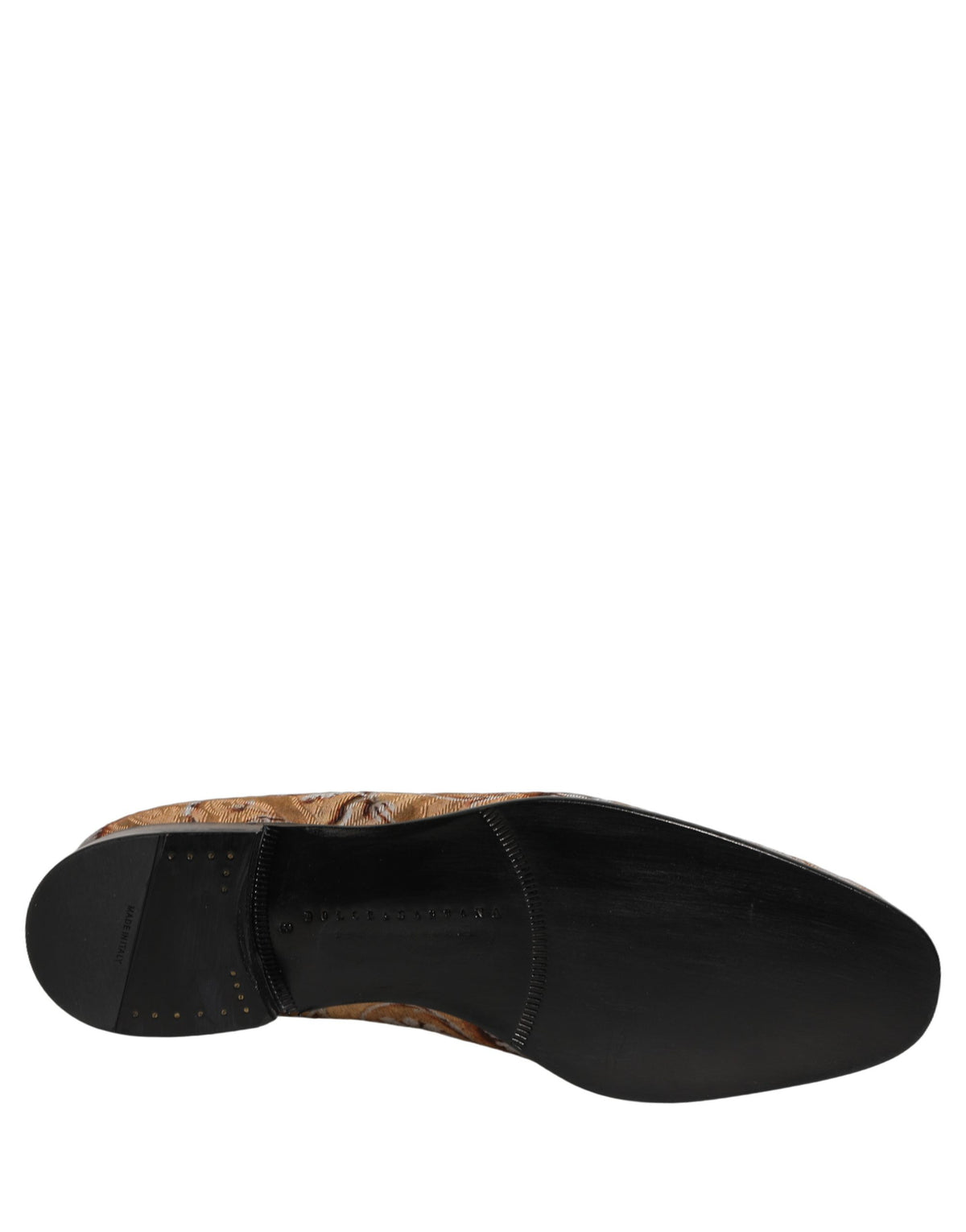 New Dolce & Gabbana Beige Brocade Men Slip On Dress Loafers Shoes