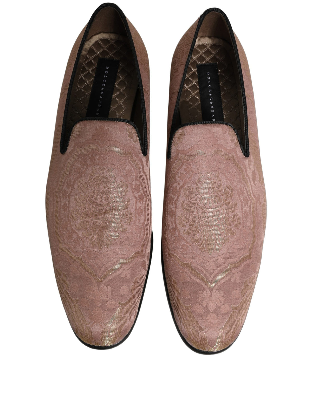 New Dolce & Gabbana Pink Brocade Men Slip On Dress Loafers Shoes