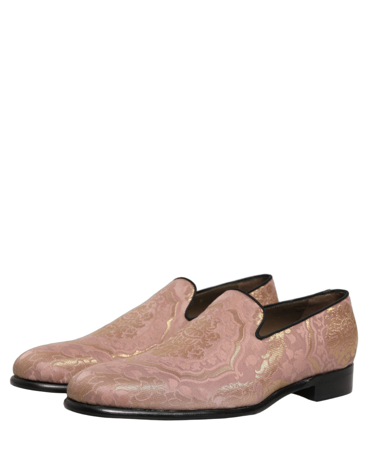 New Dolce & Gabbana Pink Brocade Men Slip On Dress Loafers Shoes