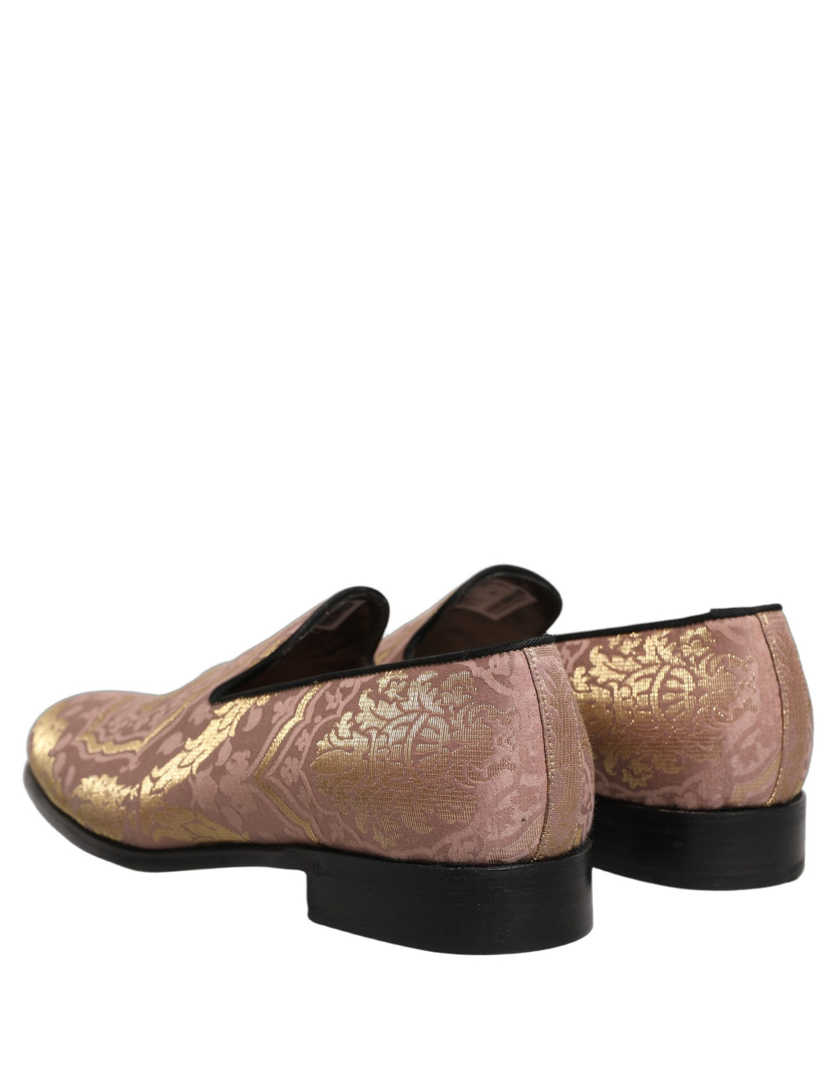 New Dolce & Gabbana Pink Brocade Men Slip On Dress Loafers Shoes