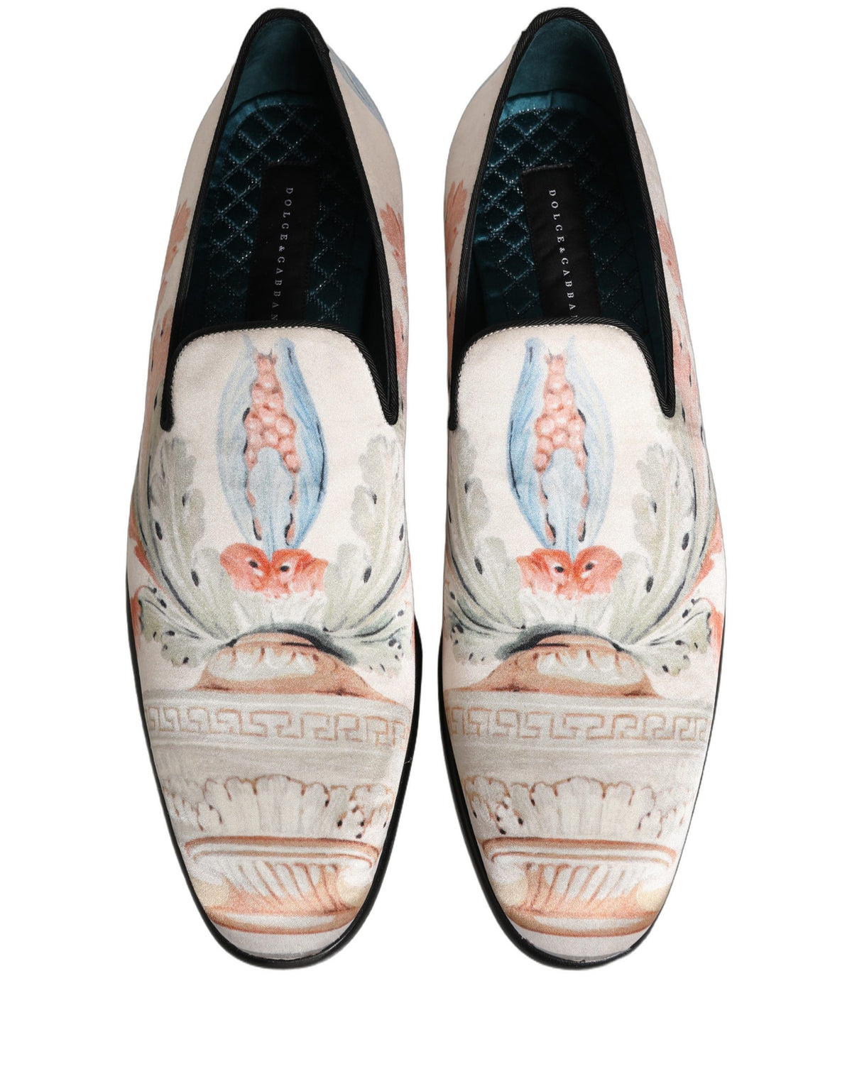 New Dolce & Gabbana White Floral Vase Slip On Dress Loafers Shoes