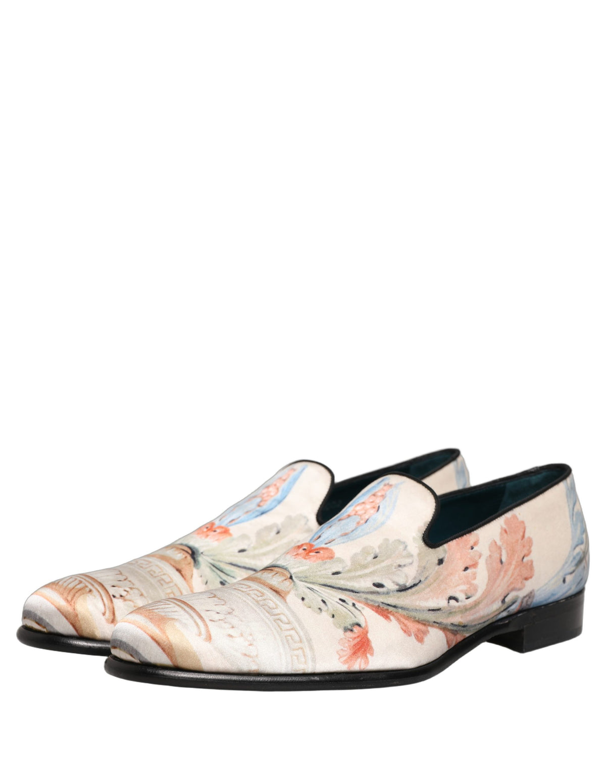 New Dolce & Gabbana White Floral Vase Slip On Dress Loafers Shoes