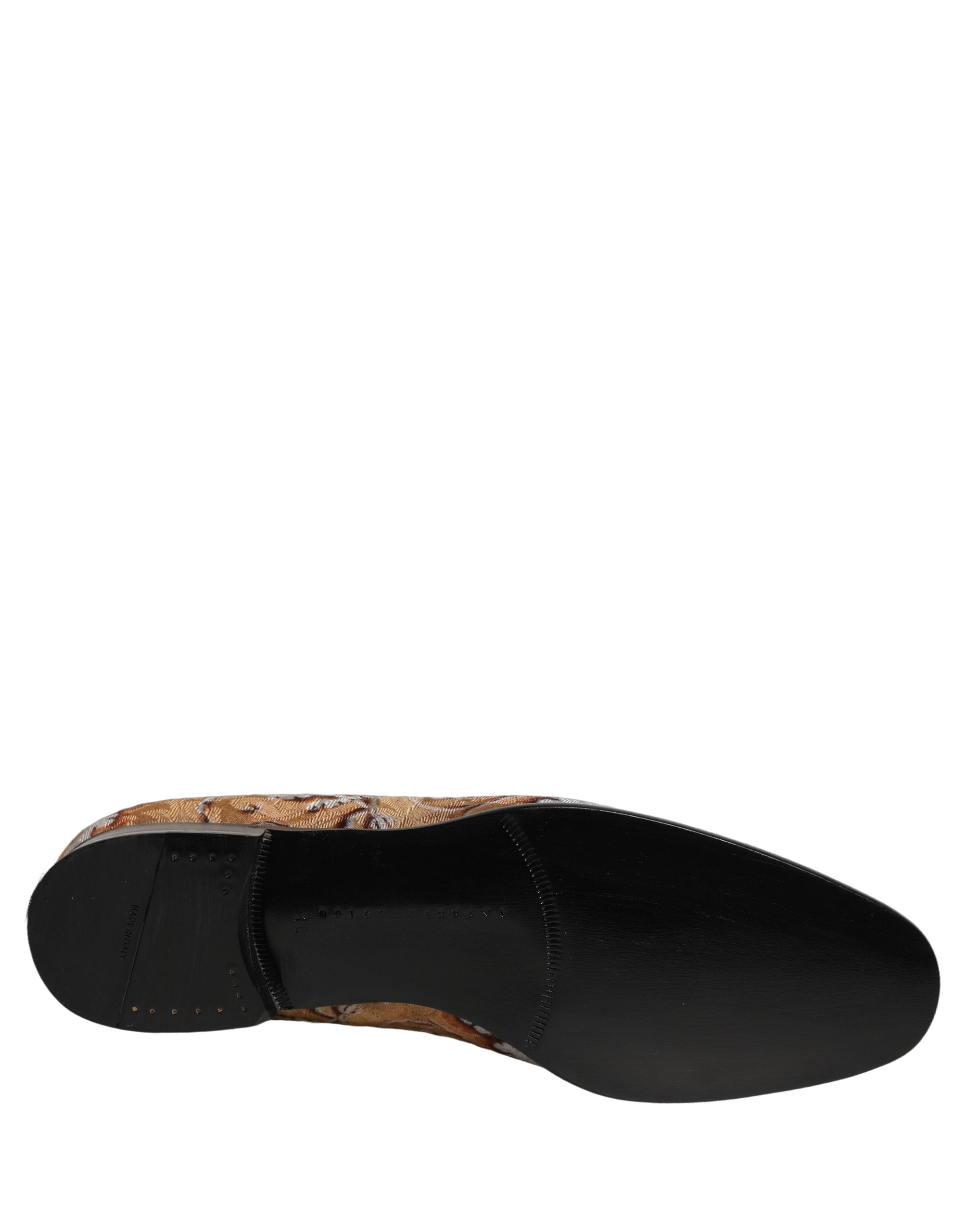 New Dolce & Gabbana Gold Brocade Baroque Men Loafers Shoes