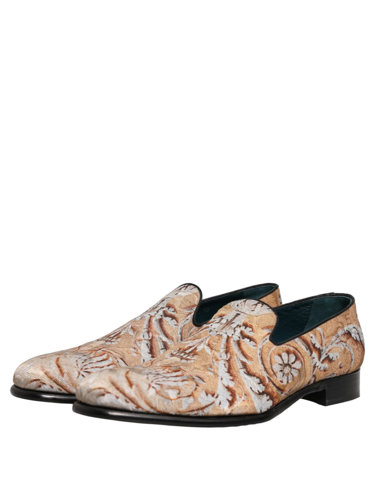 New Dolce & Gabbana Gold Brocade Baroque Men Loafers Shoes