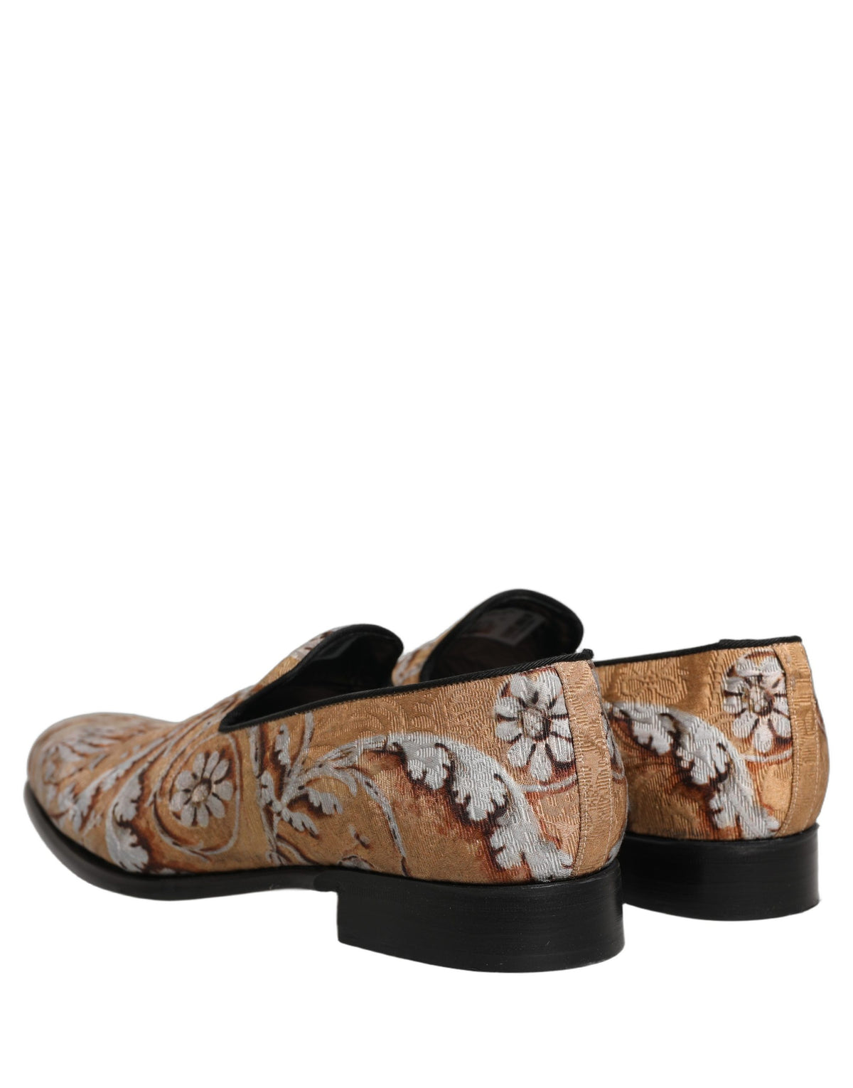 New Dolce & Gabbana Gold Brocade Baroque Men Loafers Shoes