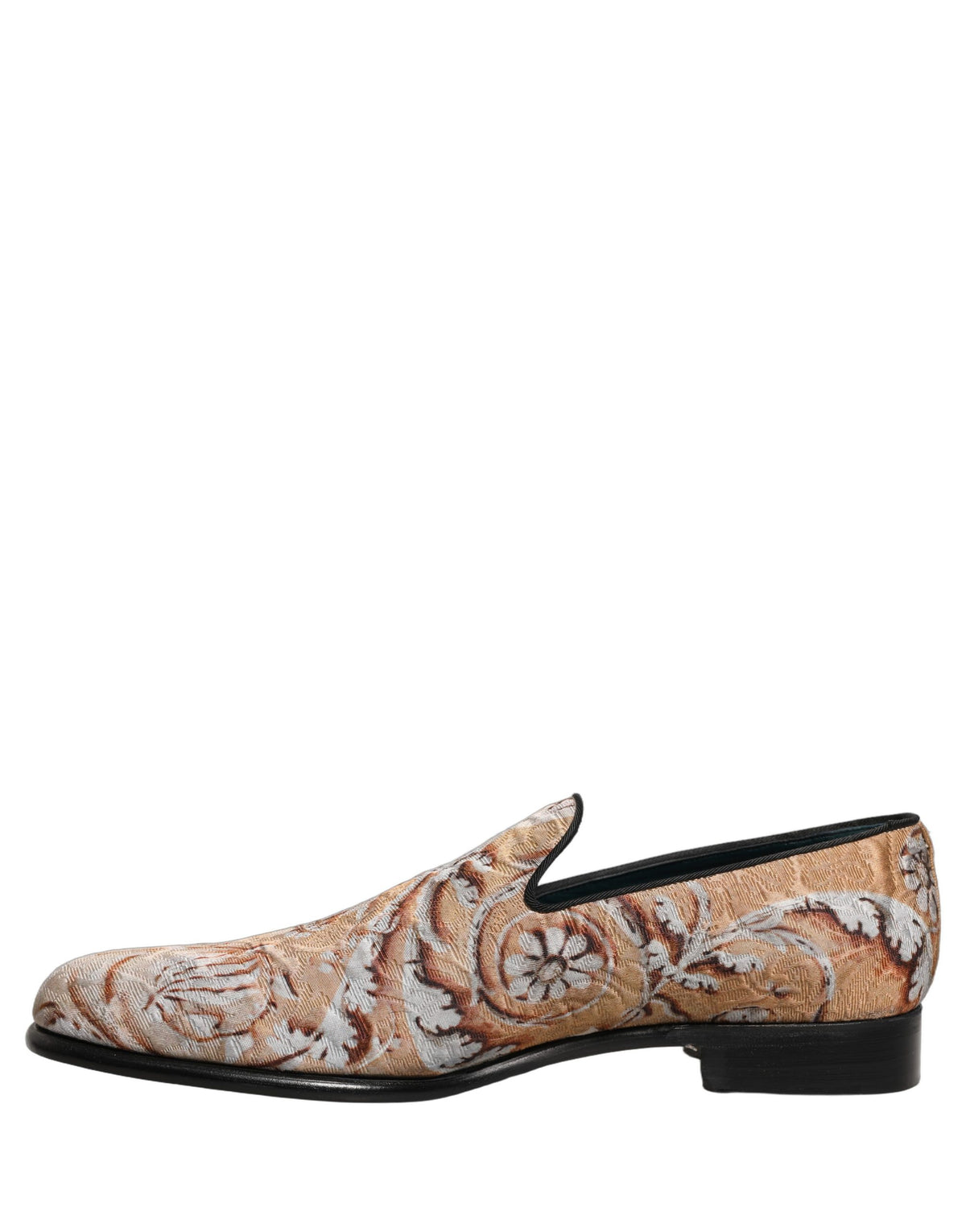New Dolce & Gabbana Gold Brocade Baroque Men Loafers Shoes