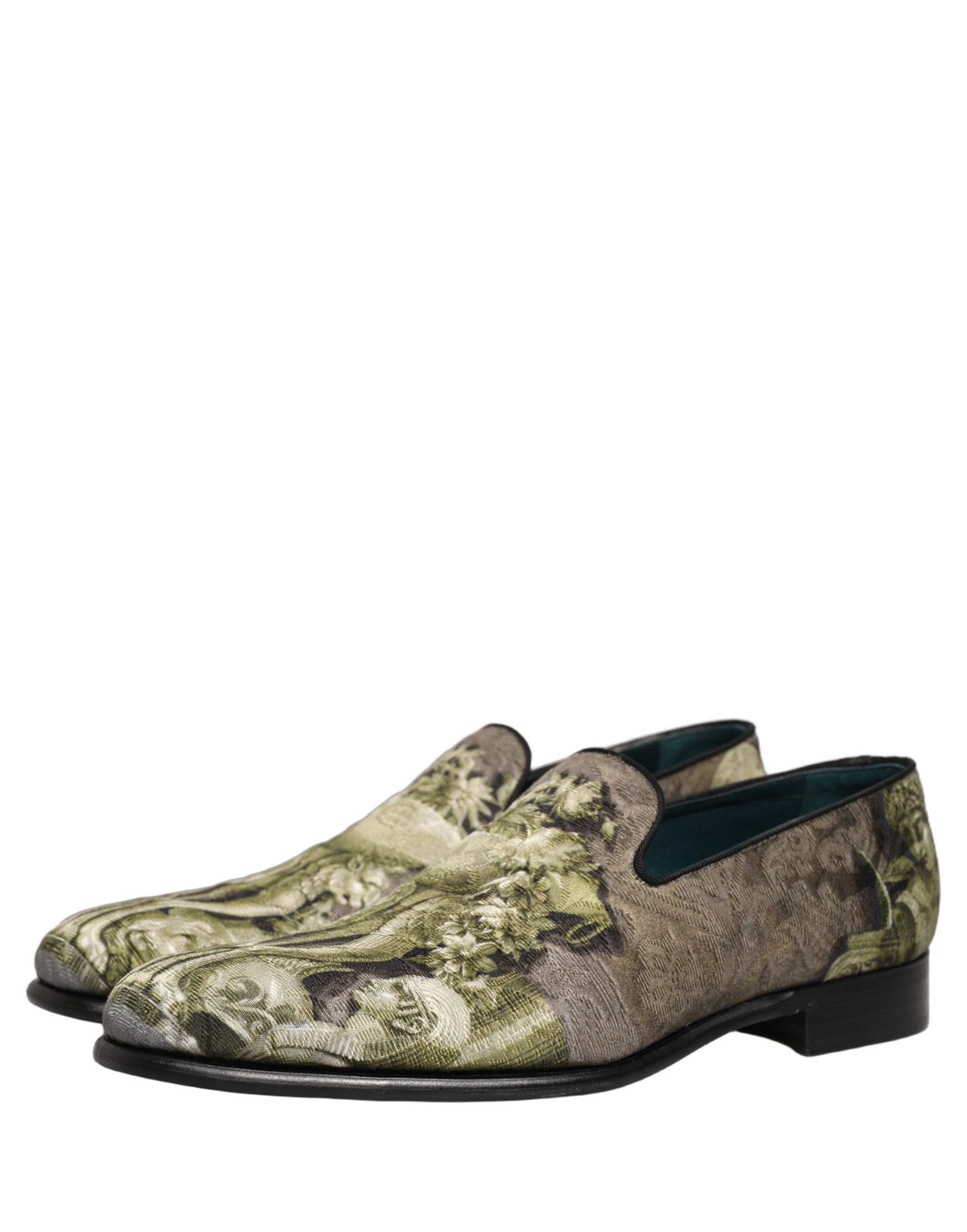 New Dolce & Gabbana Brown Baroque Print Slip On Loafers Shoes